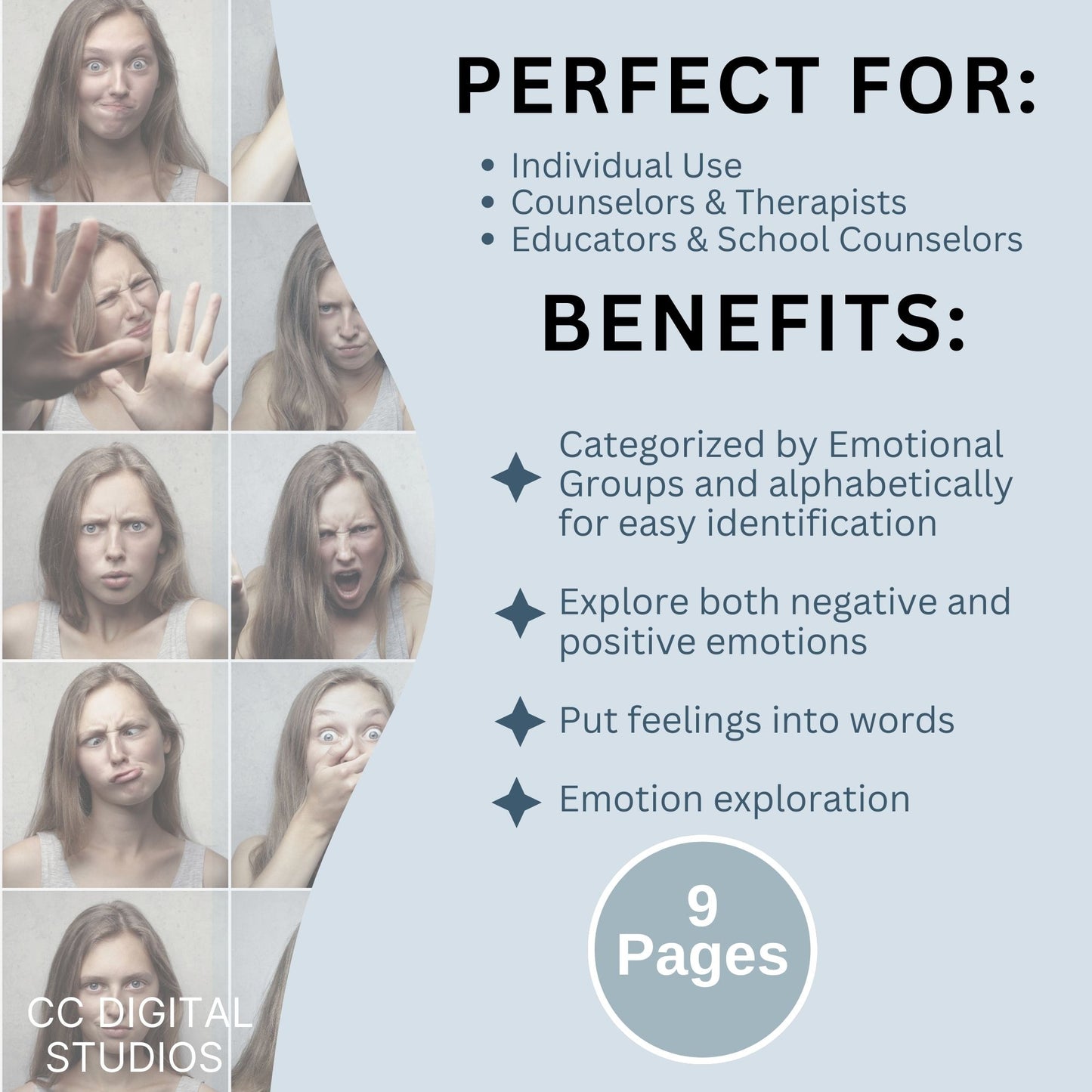 Emotions Wheel and Feelings List perfect for therapists, school counselors, and individuals this list of feeling and emotion words promotes feeling exploration and self reflection. Foster emotional intelligence