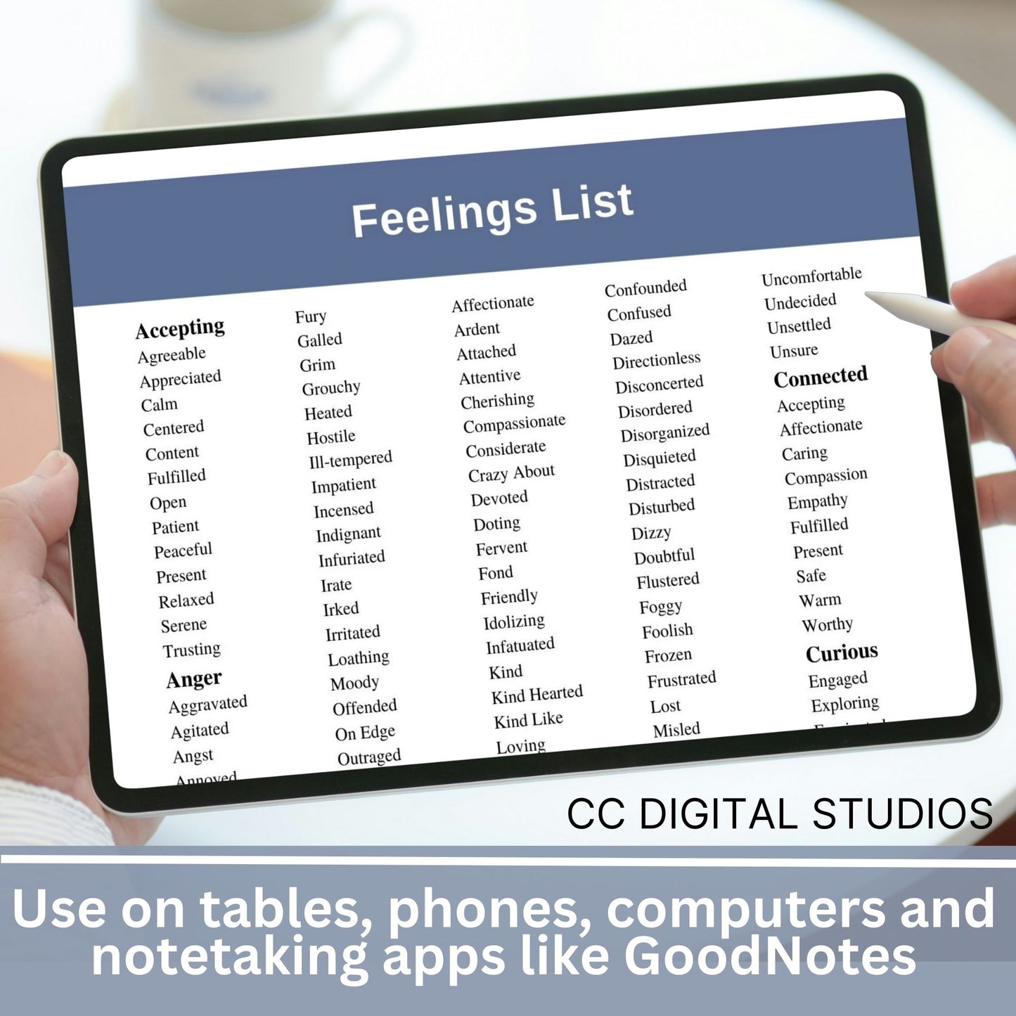 Emotions Wheel and Feelings List perfect for therapists, school counselors, and individuals this list of feeling and emotion words promotes feeling exploration and self reflection. Foster emotional intelligence