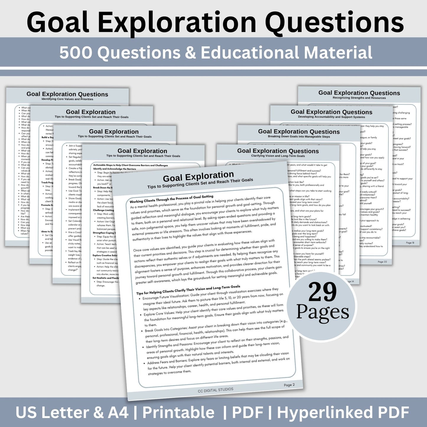 Goal Setting Therapy Questions Cheat Sheet for Therapist Office, Goal Exploration Open-Ended Questions, Counseling Resource, Mental Health