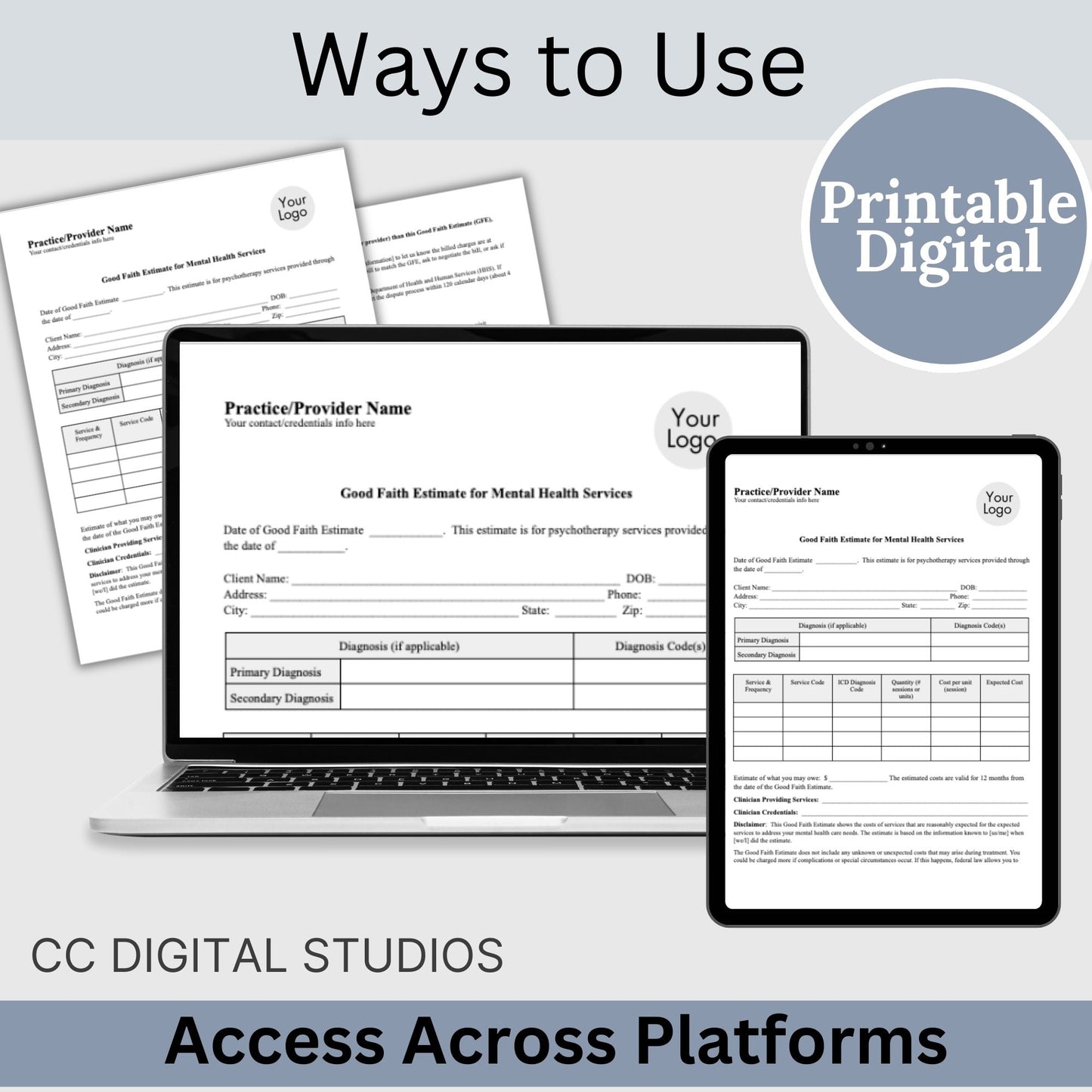 Good Faith Estimate Form for therapist office to ensure clarity and compliance in your mental health practice. This easy-to-use Google Doc template helps you provide your clients with a clear and detailed estimate