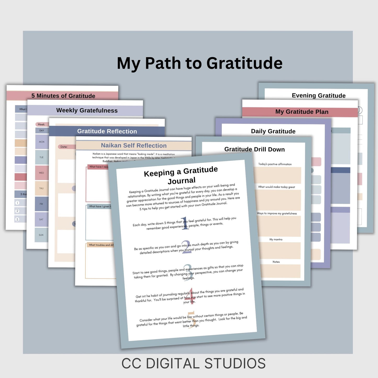 Gratitude Journal with Worksheets for Therapy, Wellness, and Positive Thinking