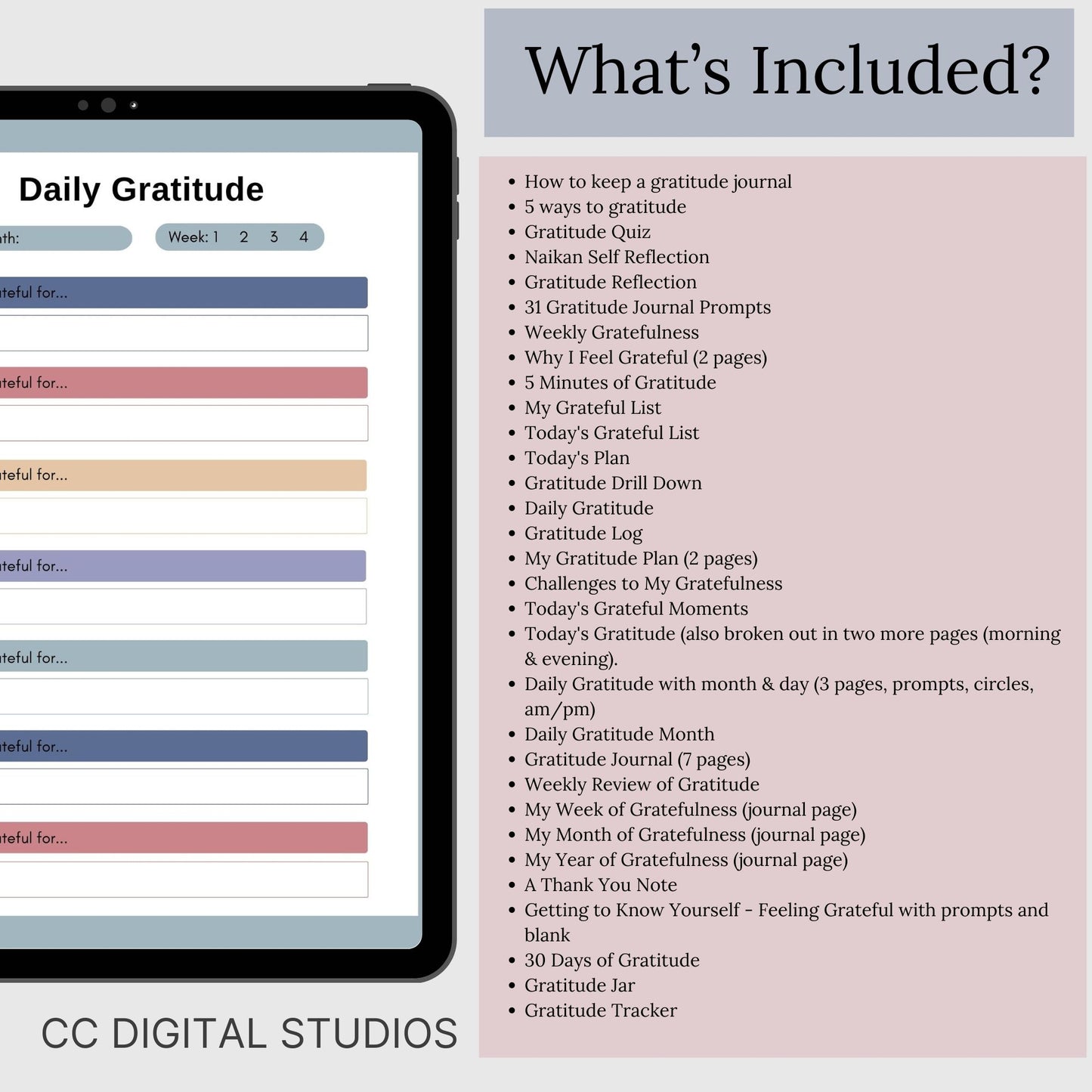 Gratitude Journal with Worksheets for Therapy, Wellness, and Positive Thinking