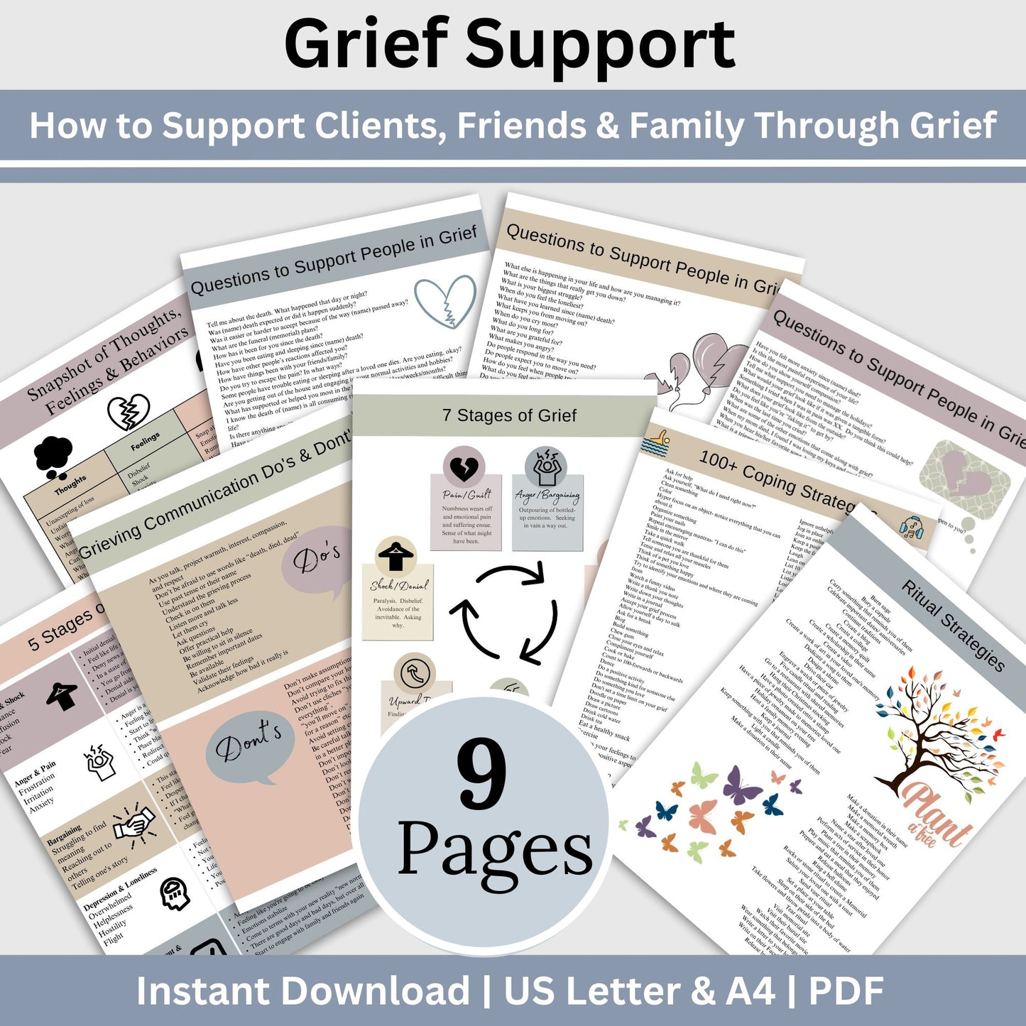 Grief Support for Clients/Friends/Family, Grief and Loss, Coping With Loss, Grief Therapy Worksheets, Loss of A Loved One, Bereavement. Grieving Support, recent loss, loss of father, loss of mother, loss of pet, loss of child