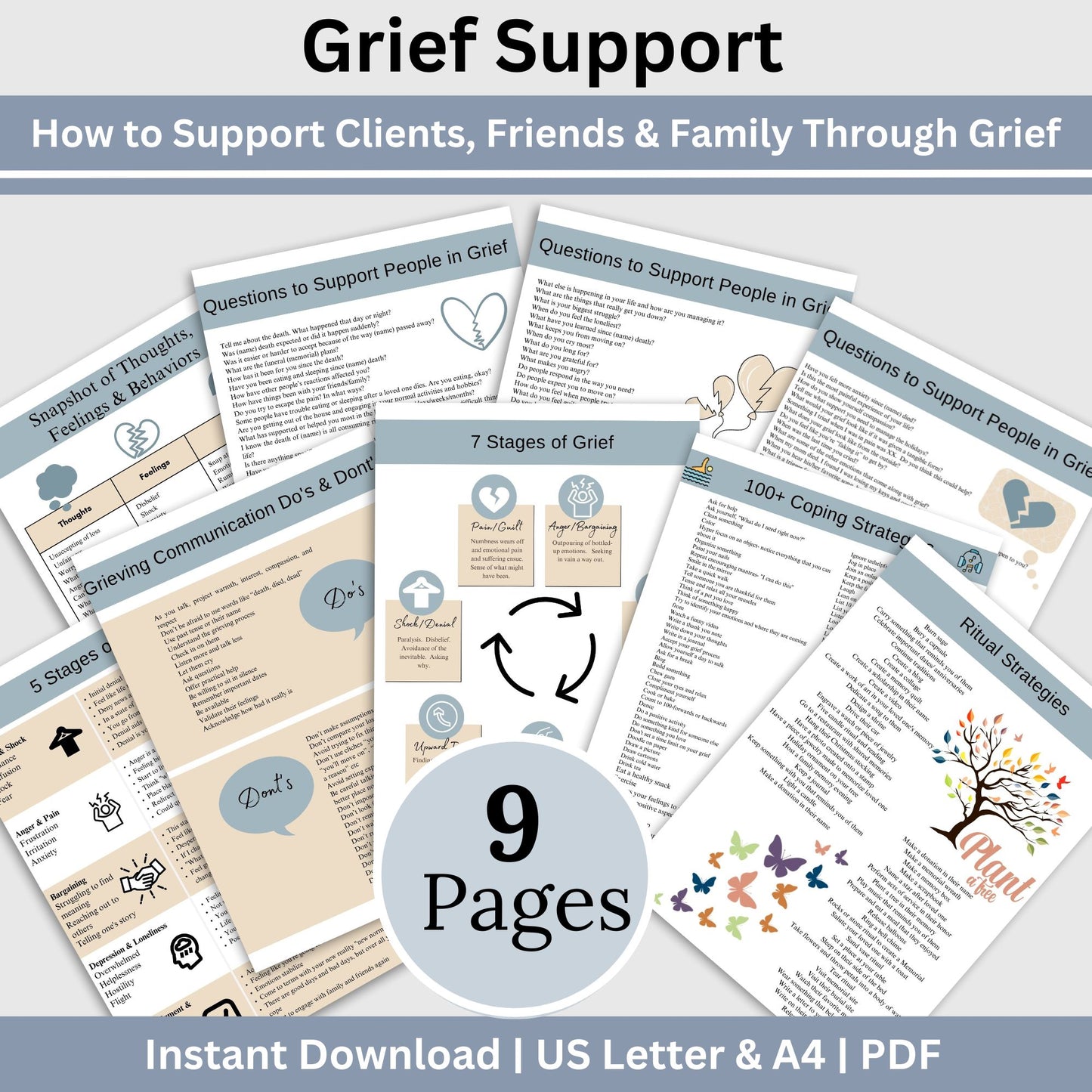 Grief Support for Clients/Friends/Family, Grief and Loss, Coping With Loss, Grief Therapy Worksheets, Loss of A Loved One, Bereavement. Grieving Support, recent loss, loss of father, loss of mother, loss of pet, loss of child
