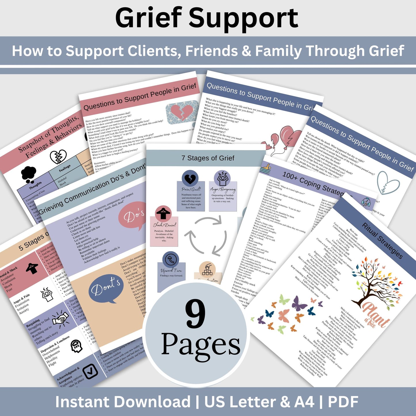 Grief Support for Clients/Friends/Family, Grief and Loss, Coping With Loss, Grief Therapy Worksheets, Loss of A Loved One, Bereavement. Grieving Support, recent loss, loss of father, loss of mother, loss of pet, loss of child