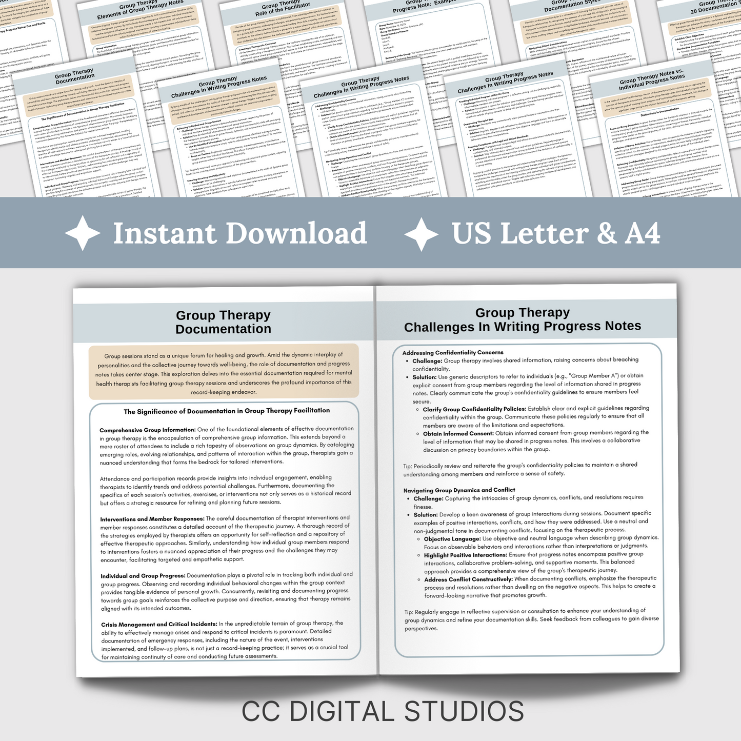 Elevate your group therapy sessions with our Therapy Bundle saving 25%! Featuring a comprehensive Group Therapy Guide, Progress Notes Guide, and a curated set of 700 group therapy questions and 84 activity ideas. Therapy Cheat Sheets