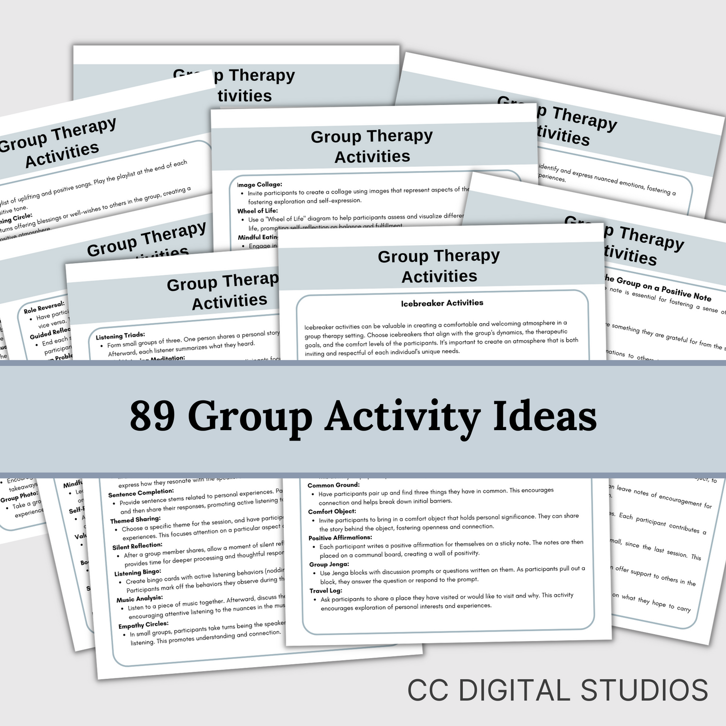 Comprehensive collection of 700 thought-provoking questions and 89 dynamic group activity ideas designed to enhance your group therapy sessions. Elevate your facilitation skills and create a nurturing space for meaningful discussions.