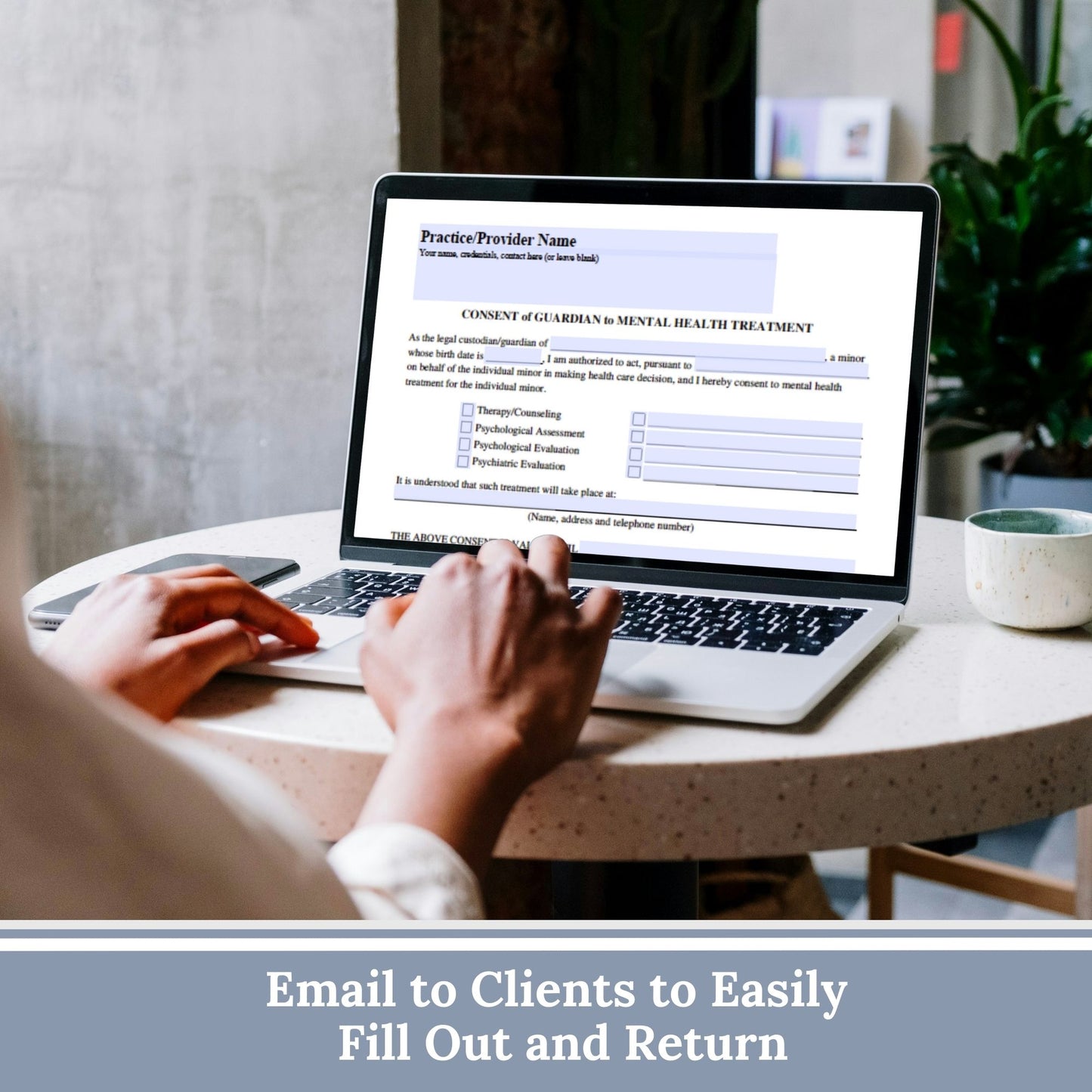 Guardian consent for mental health treatment form for minors. Streamline your client onboarding process with our professional fillable PDF templates for mental health professionals. 