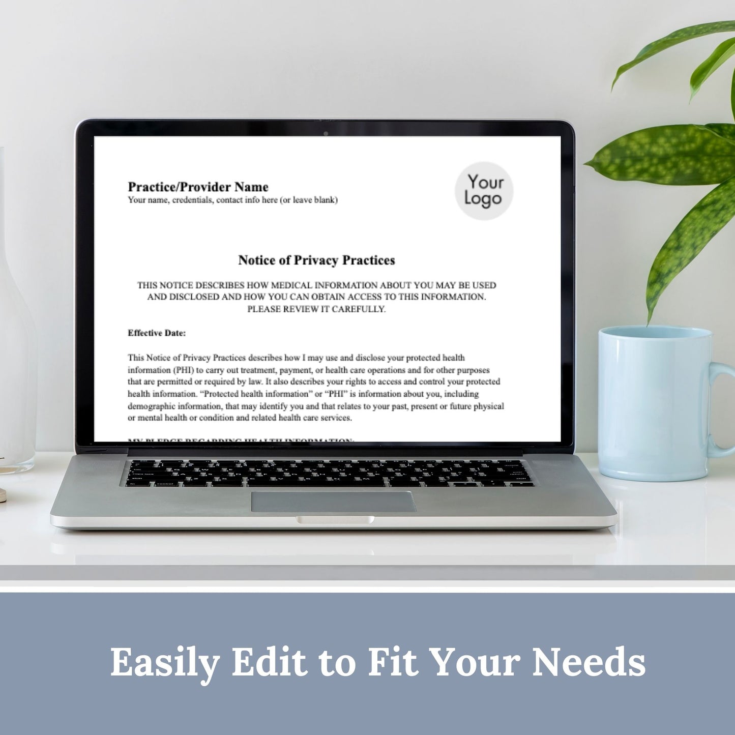 Notice of Privacy Practices - HIPAA for mental health professionals. Easily customize the template to fit your practice's unique needs, State requirements, maintain client privacy with secure Google Doc forma