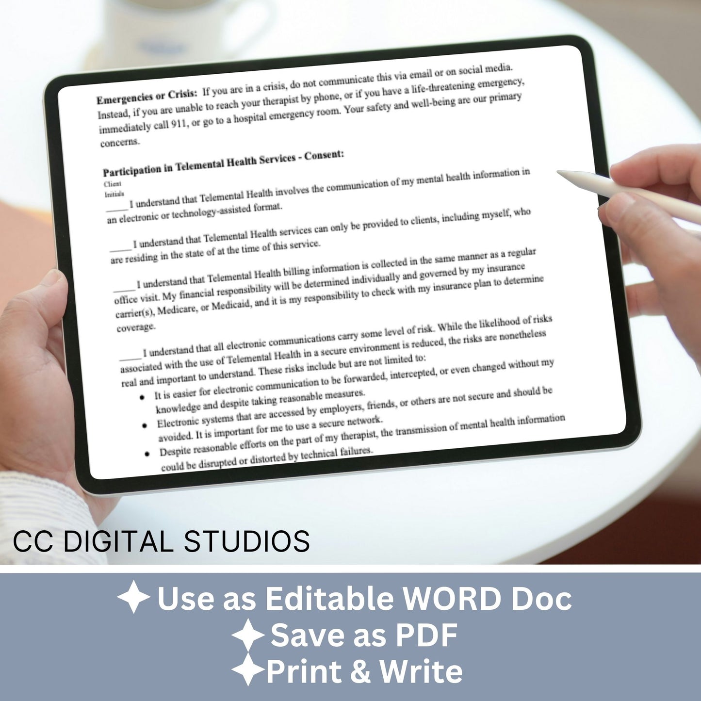 Informed Consent Telemental Health for Minors, Editable WORD Doc, Telehealth Form, Adolescent Therapy, Psychotherapy Forms