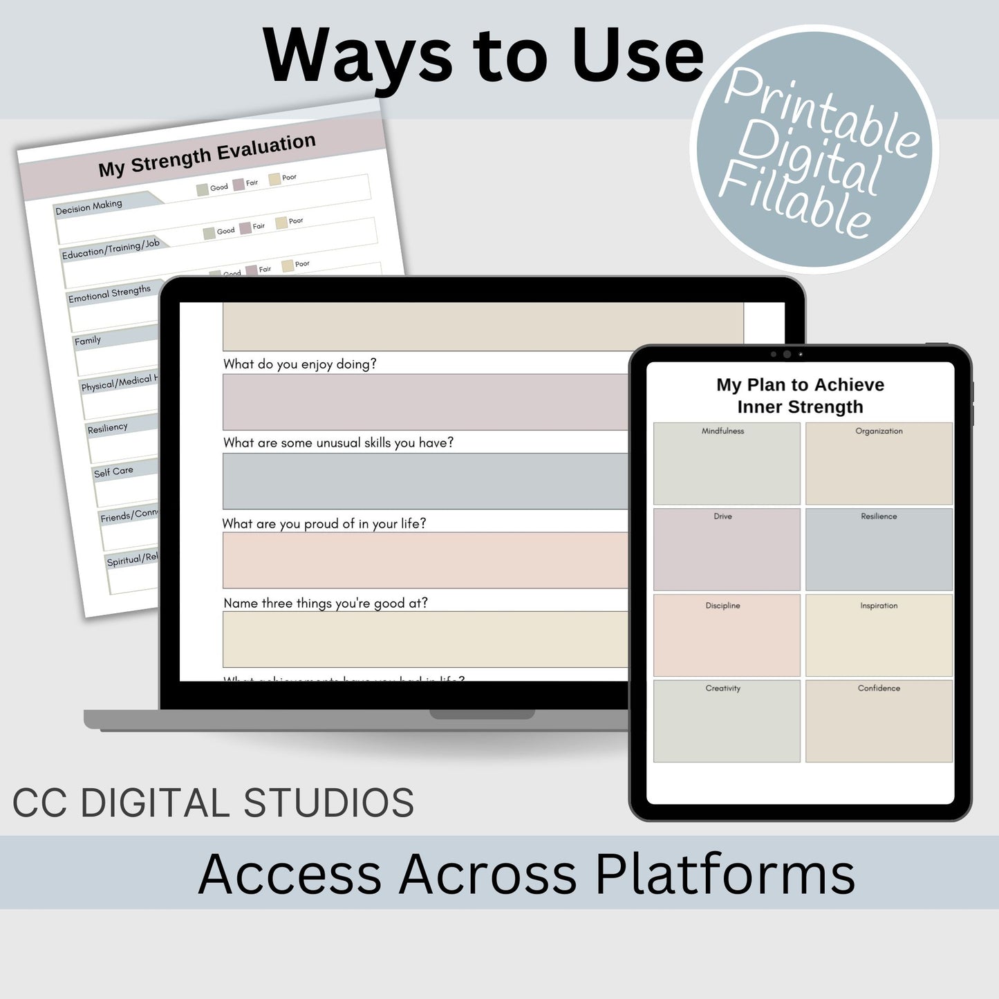 Inner Strength Worksheets - the perfect therapy resource for fostering personal growth! These therapy worksheets are designed to provide anxiety relief and enhance coping skills in a strengths-based approach.