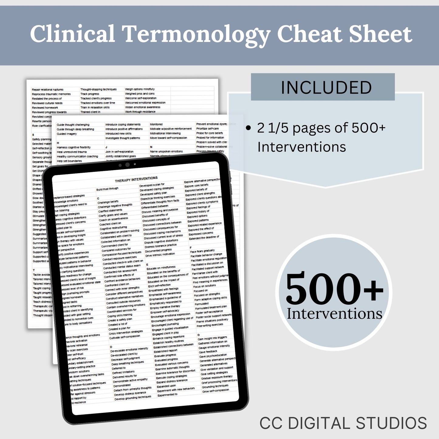 Therapy Interventions List