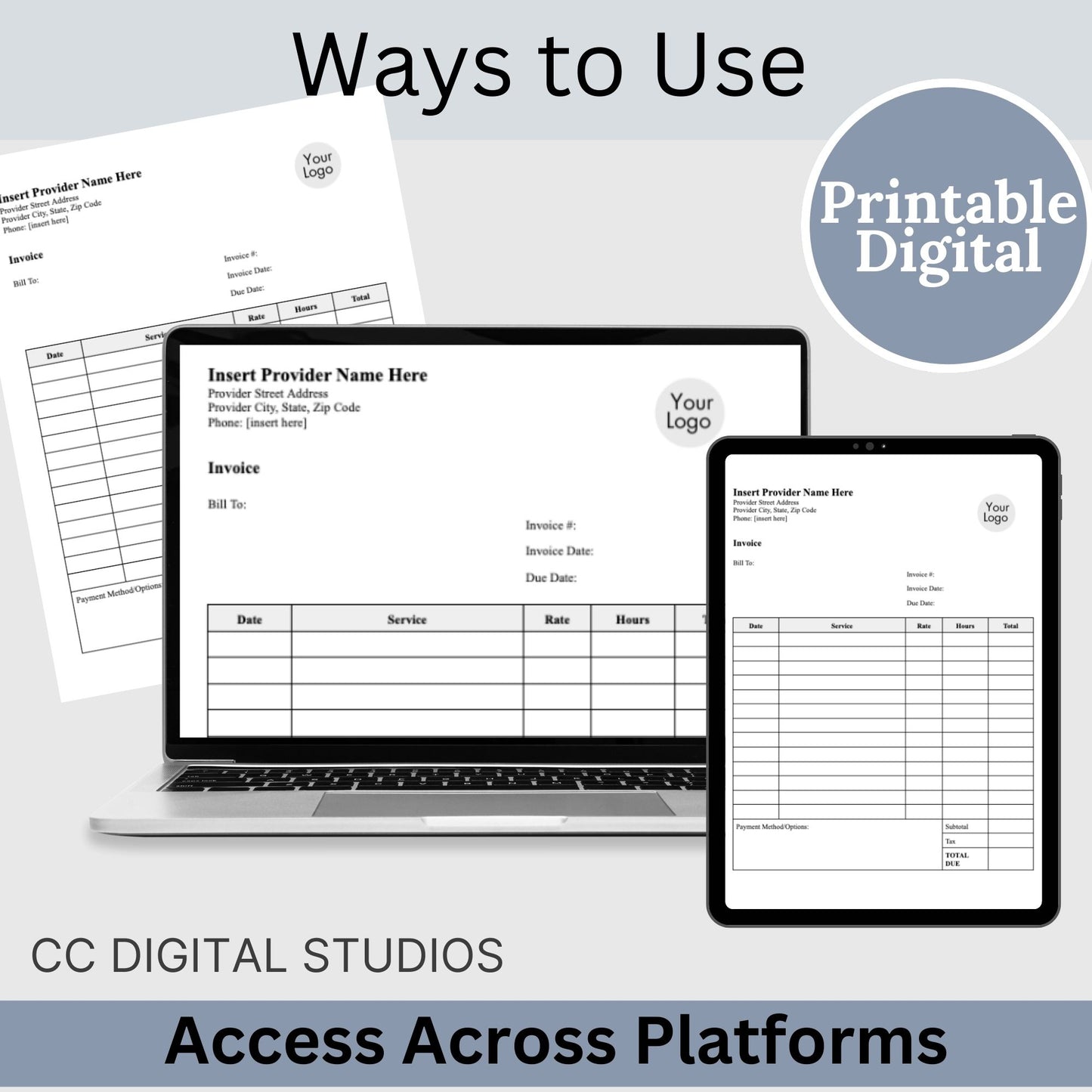 Invoice for billing in private practice. Impress your clients with clear, concise, and personalized therapist office invoice that reflect your professionalism and attention to detail.