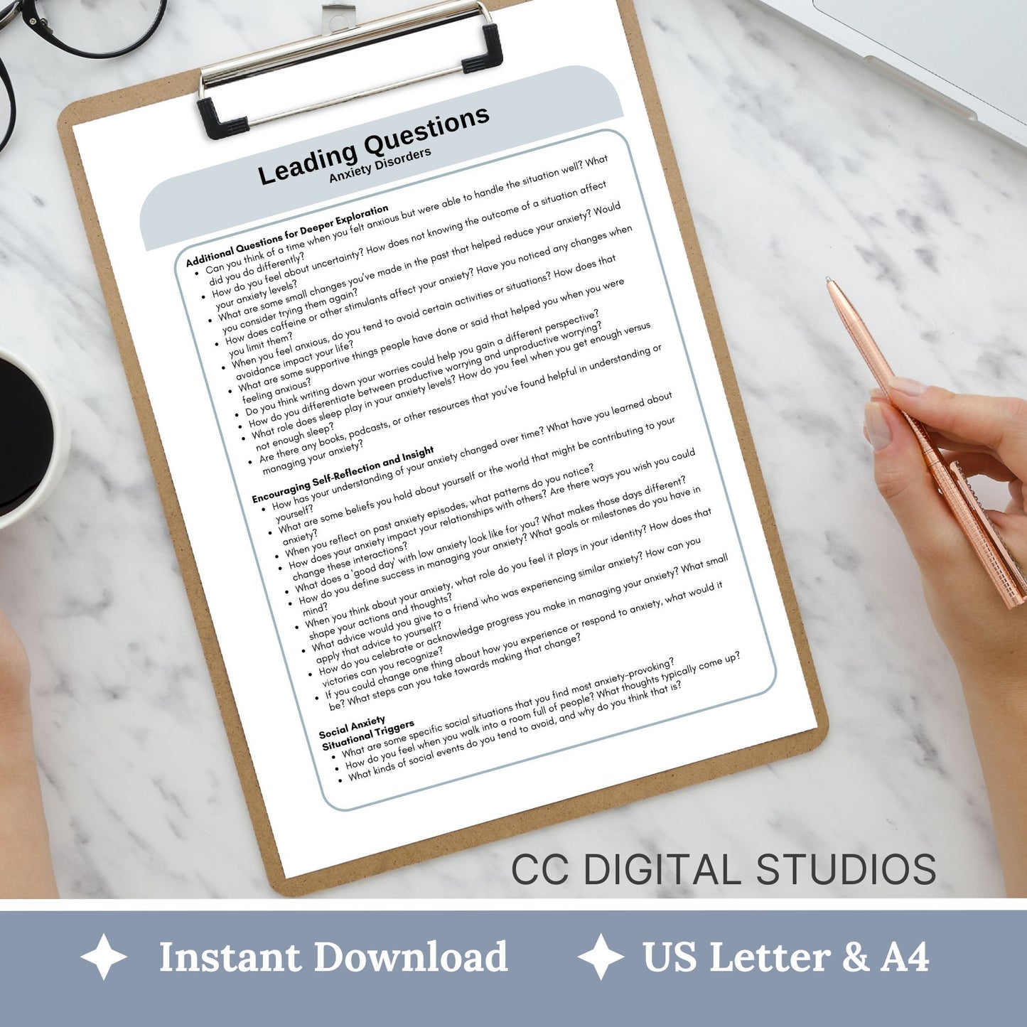 Therapy Questions Cheat Sheet, Counselors Leading Questions & Conversation Starters, Open-Ended Questions for Psychotherapy Therapist Office, cheat sheet of 2,250 leading therapy questions deeper conversations and meaningful insights.