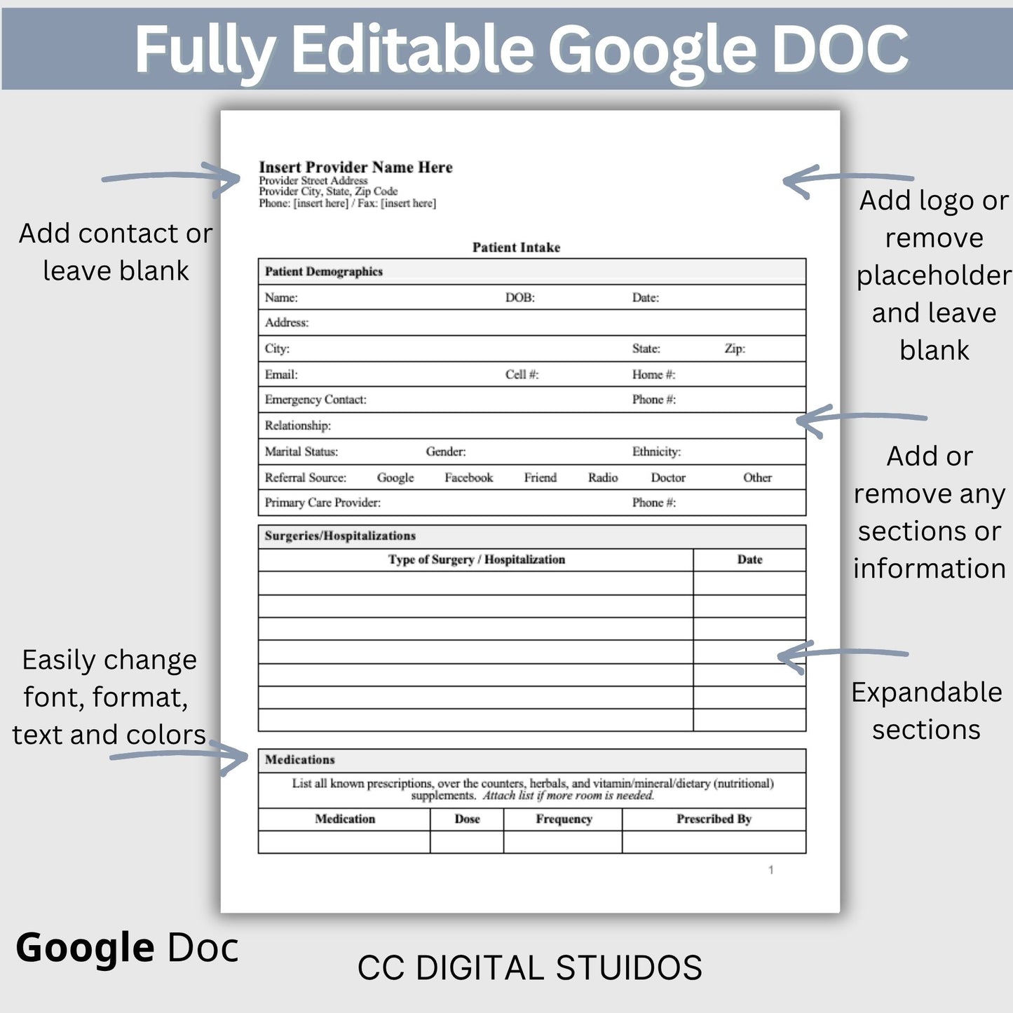 Medical Office Policy Consents Legal Forms - Google Doc