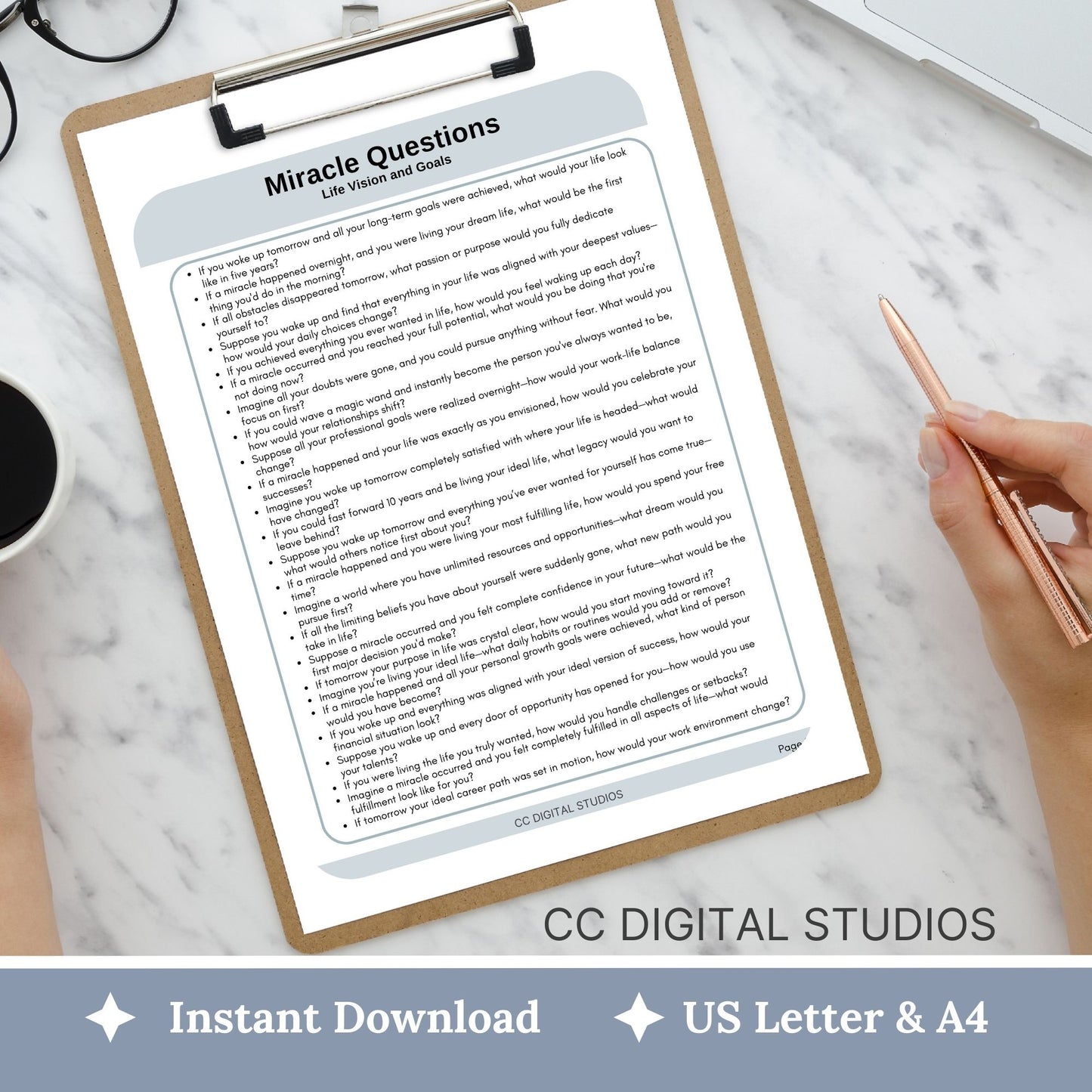 Unlock transformative therapy sessions with this Miracle Questions Therapy Cheat Sheet, designed to help therapists guide clients toward clarity and actionable solutions. This essential tool is packed with effective counseling resources and therapy tools that support client progress by breaking down overwhelming problems into manageable steps. Perfect for therapists looking to enhance their practice with structured and thought-provoking prompts.
