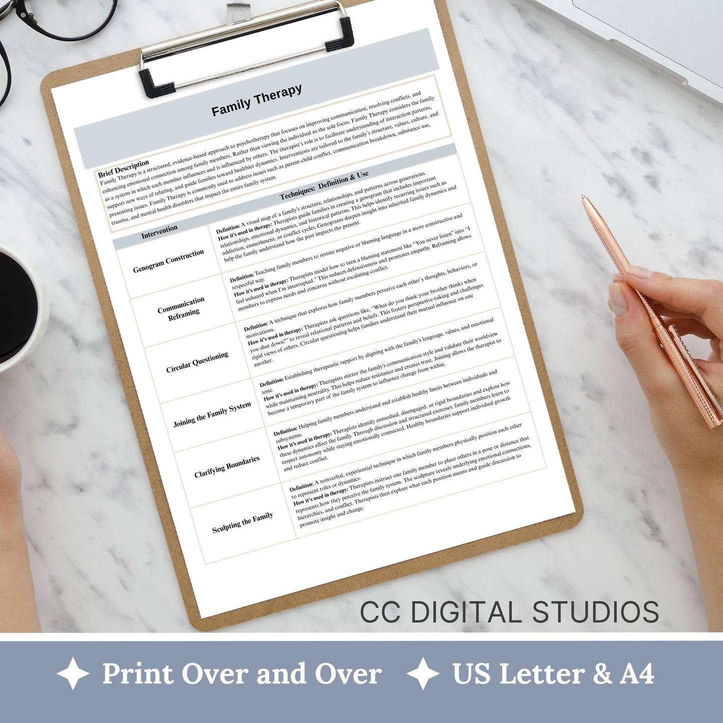 Therapy Intervention List Cheat Sheet Bundle
