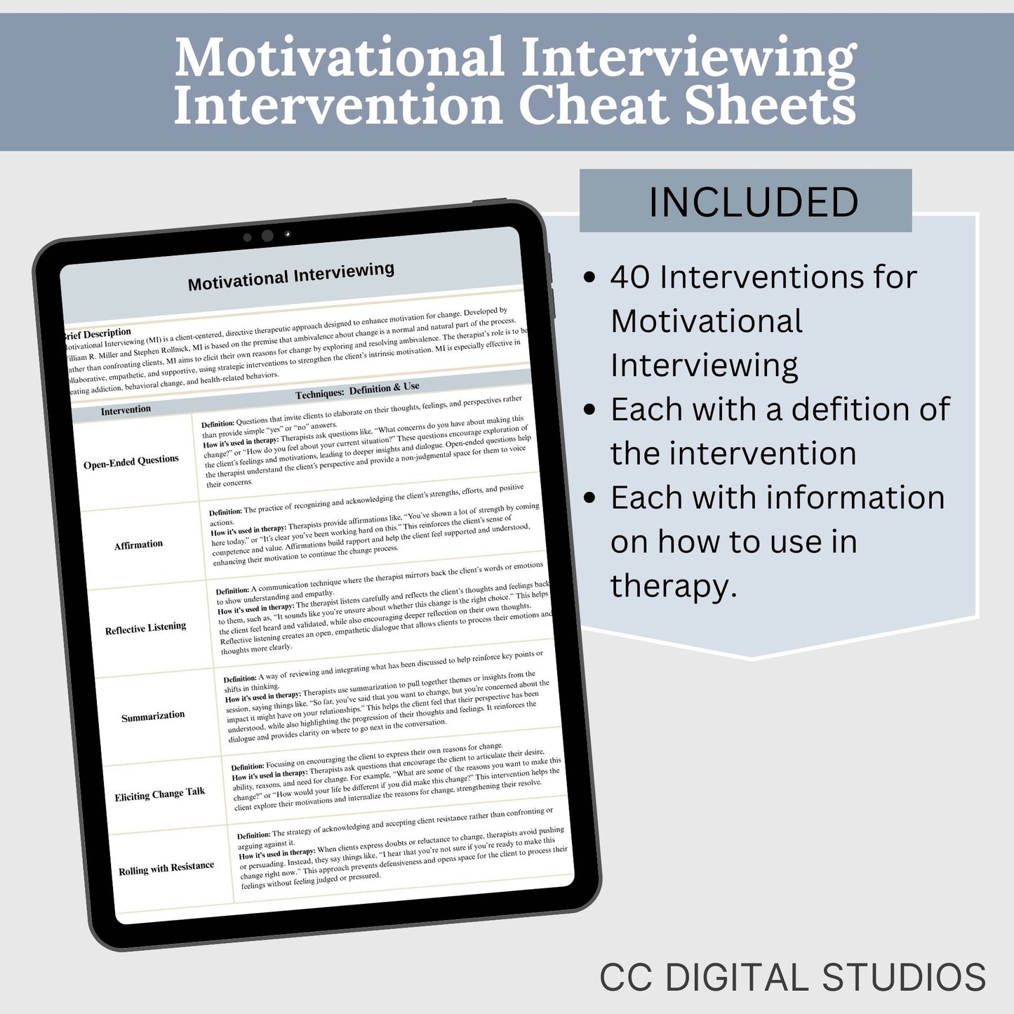 Motivational Interviewing Intervention Cheat Sheet