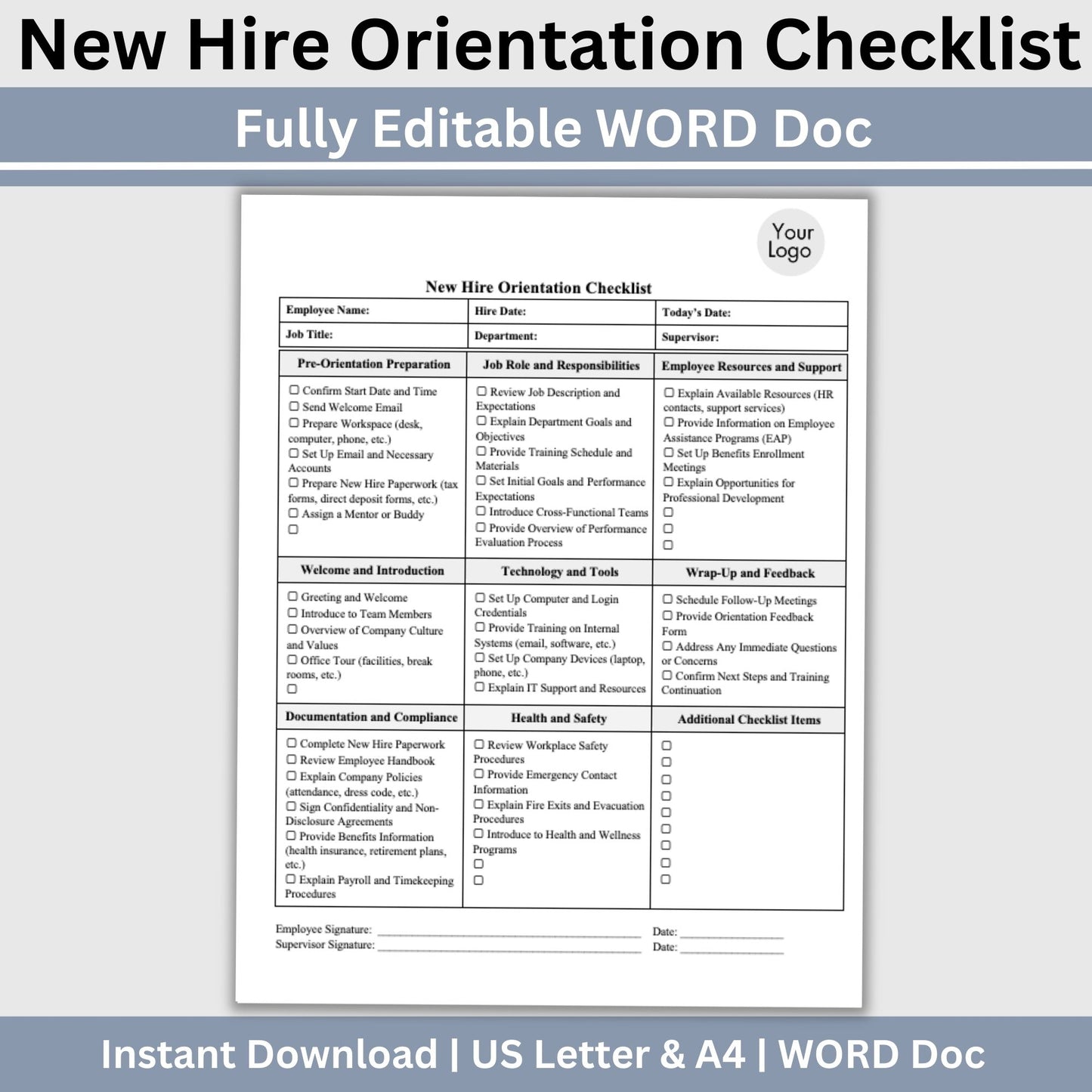 New Hire Onboarding Checklist - WORD DOC