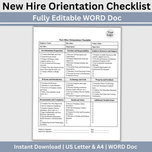 New Hire Onboarding Checklist - WORD DOC