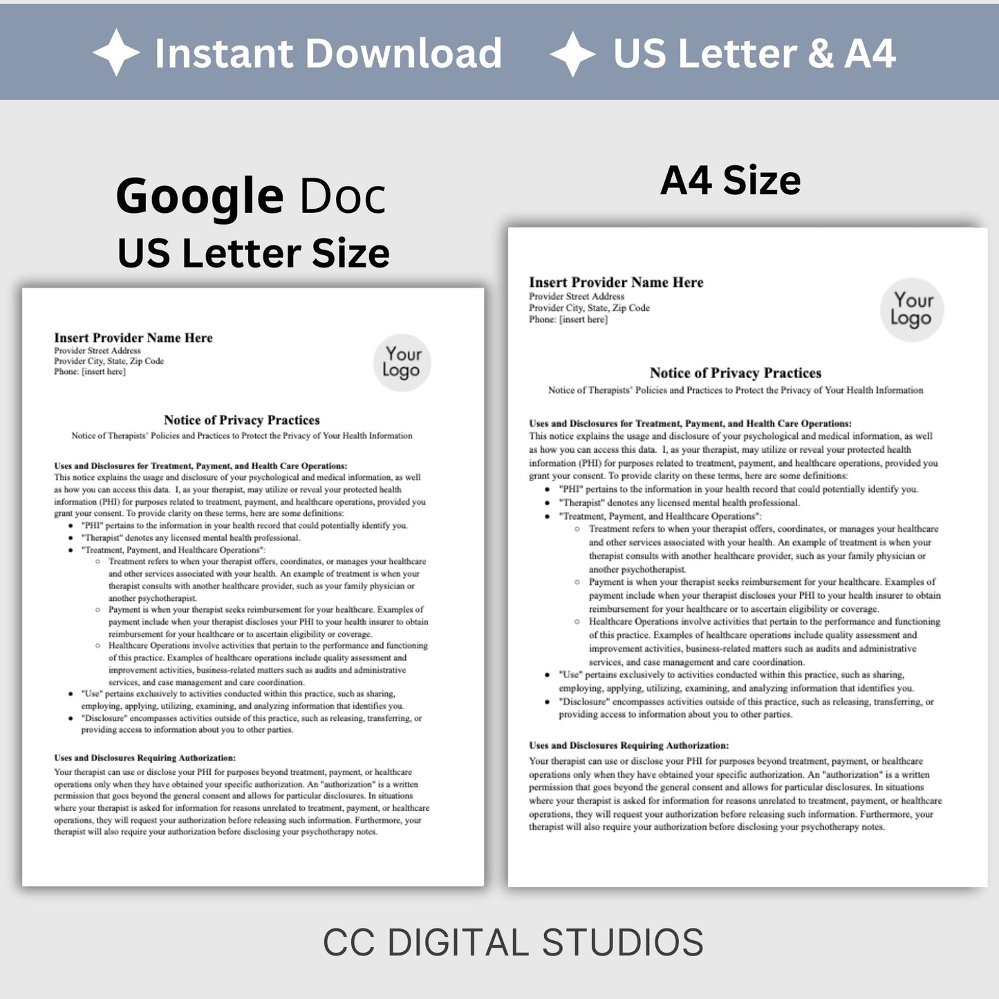 Easy-to-use Notice of Privacy Practices HPAA document. Notice of Privacy Practices for Minors Child Therapy, Google Doc, Client Intake Form, Psychology Office, Therapist Office Private Practice