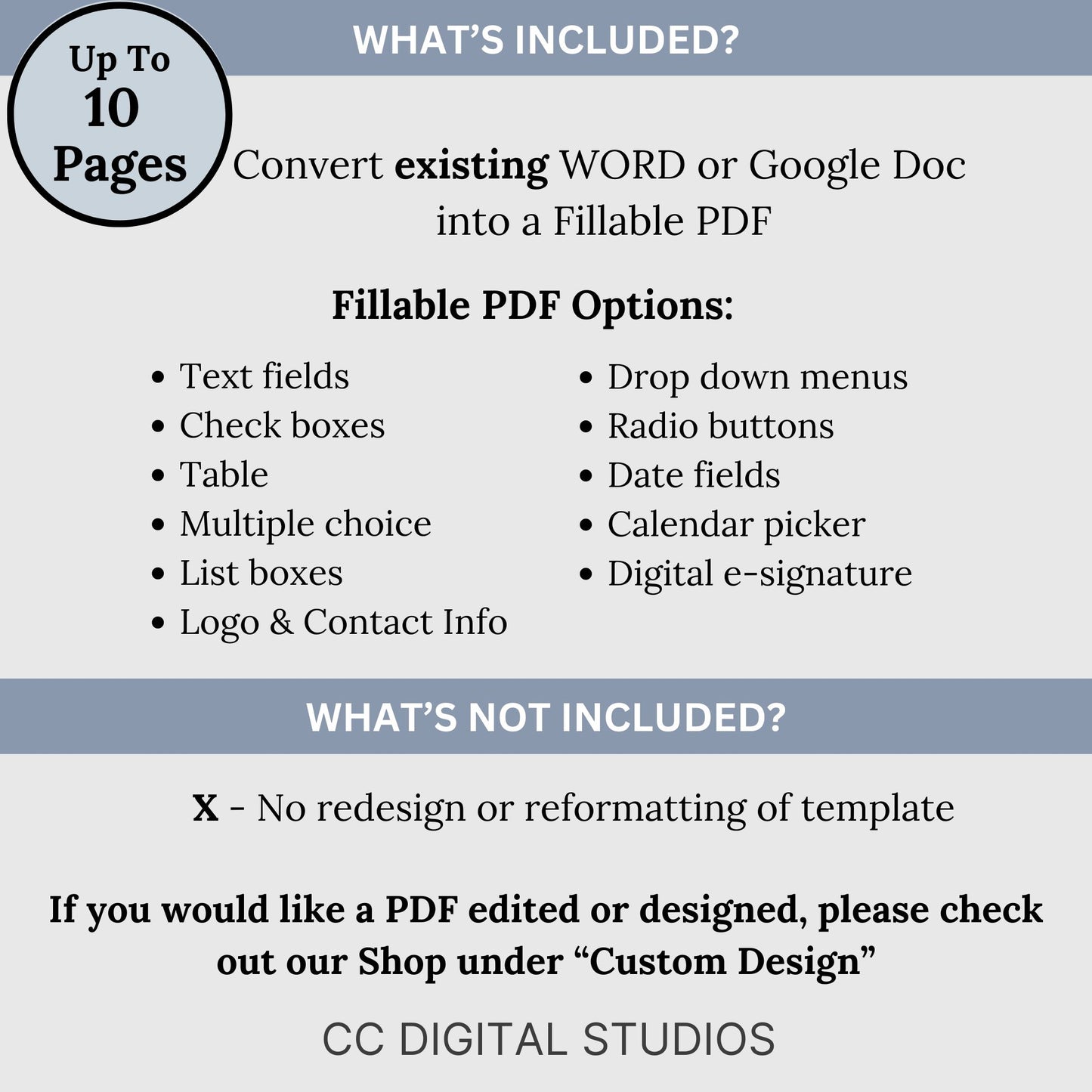 PDF Conversion Premium Package: Transform WORD or Google Docs into Fillable PDFs