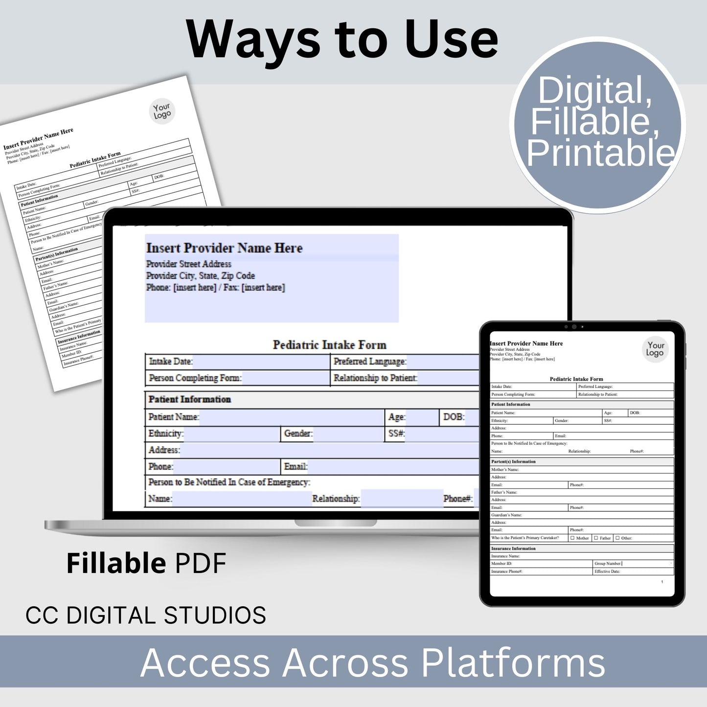 Pediatric Medical Intake Form - Fillable PDF