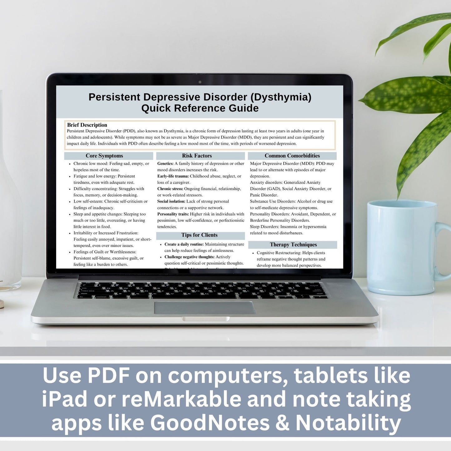 Persistent Depressive Disorder Therapy Cheat Sheet: 2 IN 1 Psychoeducation for Client and Cheat Sheet for Counselors