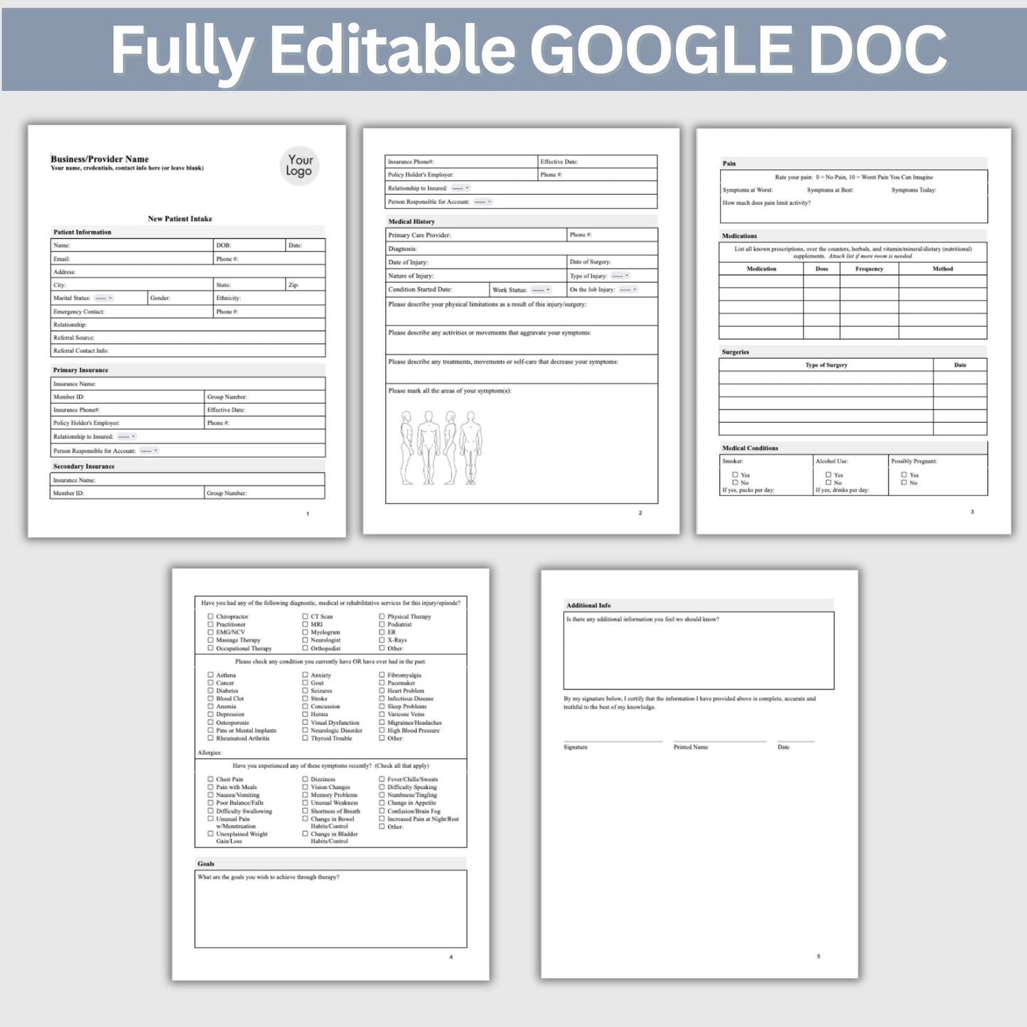 Physical Therapy & Occupational Therapy Intake Form - Google Doc