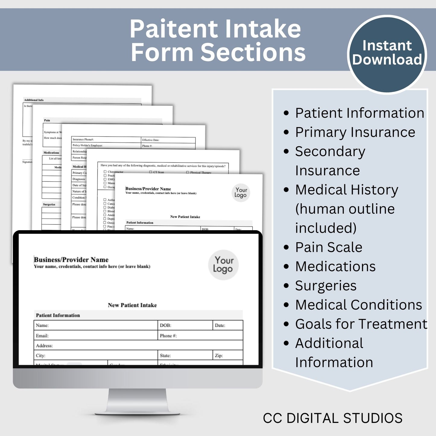 Physical Therapy & Occupational Therapy Intake Form - Fillable PDF