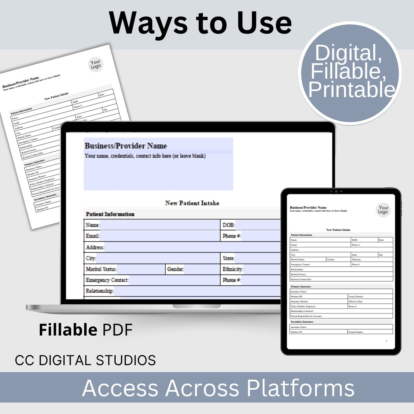 Physical Therapy & Occupational Therapy Intake Form - Fillable PDF
