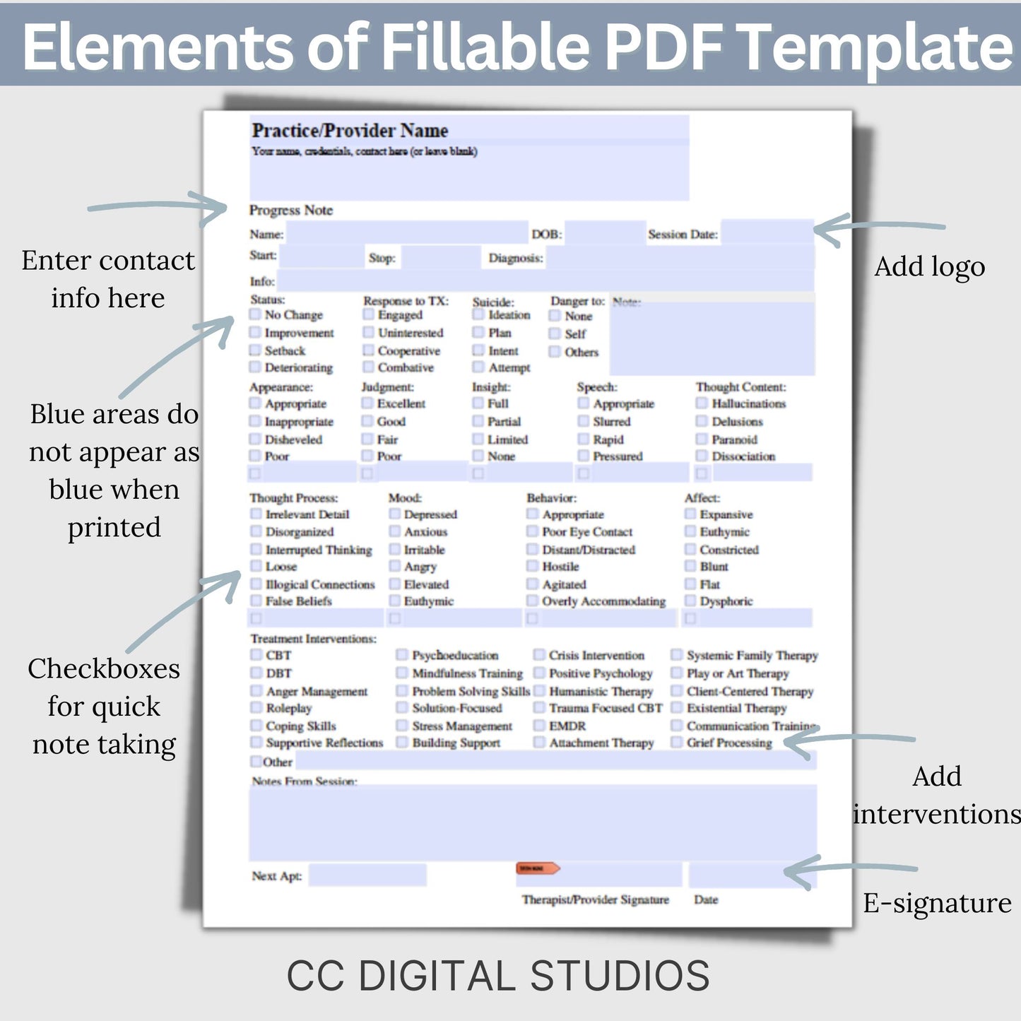 Enhance your counseling office by utilizing our fully editable Google Doc Progress Notes therapist template designed for streamlining documentation processes, enhancing client care, and keeping the private practice organized.