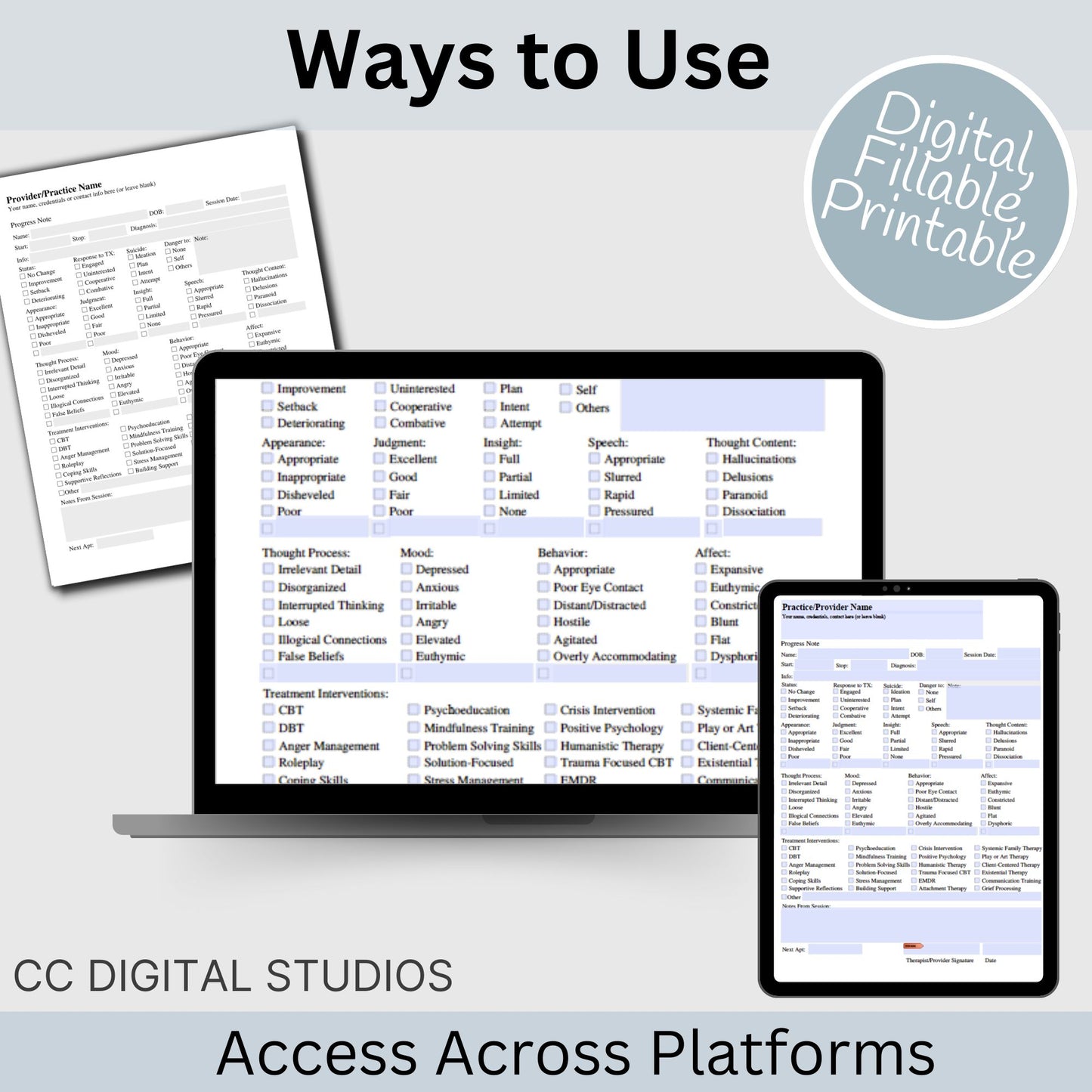 Enhance your counseling office by utilizing our fully editable Google Doc Progress Notes therapist template designed for streamlining documentation processes, enhancing client care, and keeping the private practice organized.