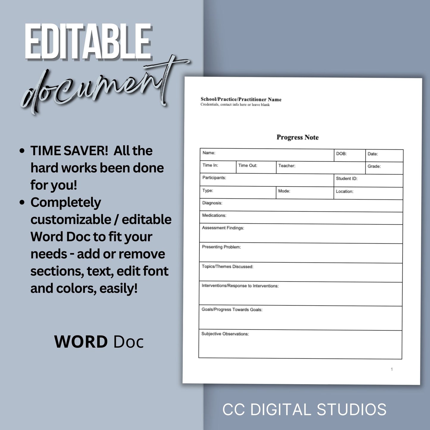 Progress Note for School Psychologists, School Counselor Template, Counseling Resources, School Social Worker Progress Note Template. Therapy goals, therapy intervention, therapy notes, therapist template