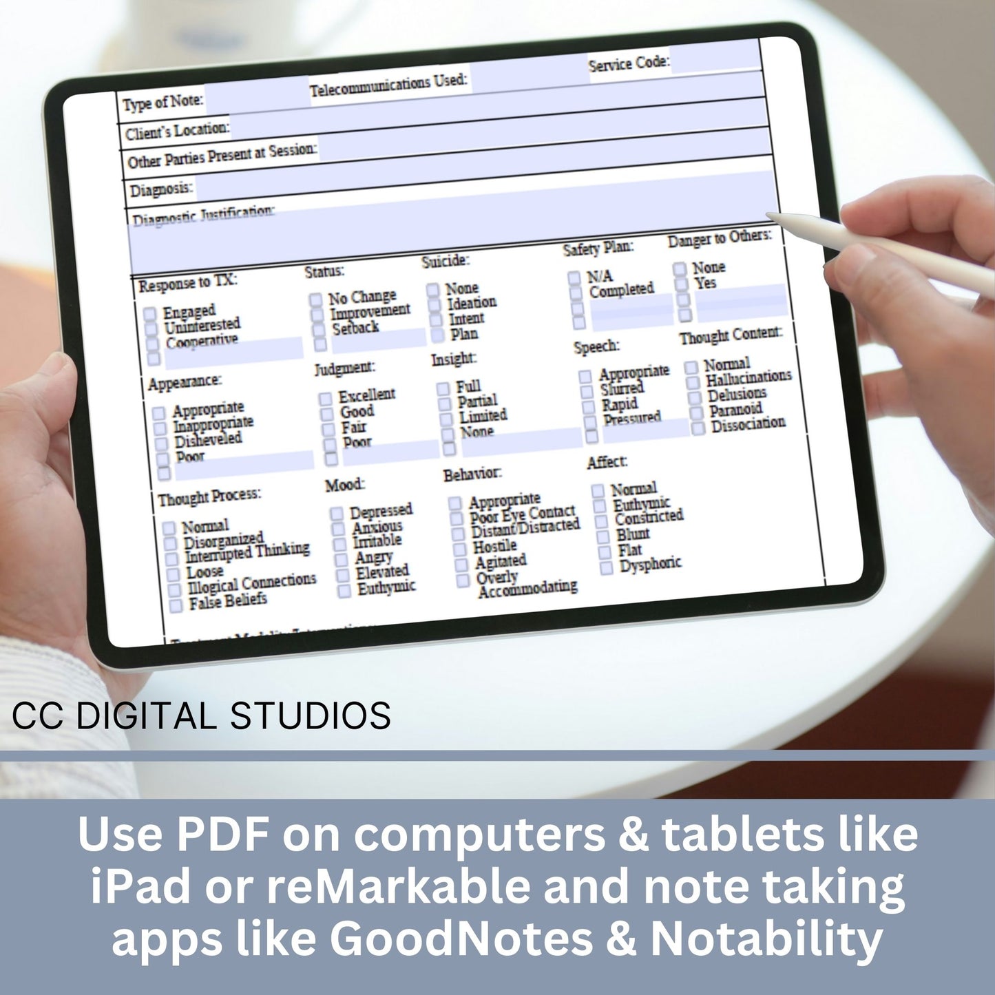Progress Note, specifically designed for Telemental Health. Progress note therapist tool for documentation. Therapist office paperwork made easy with this fillable template. Therapist Planner, psychology, therapy notes, telehealth