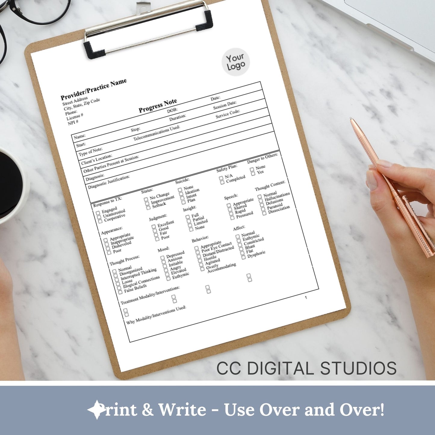Progress Note, specifically designed for Telemental Health. Progress note therapist tool for documentation. Therapist office paperwork made easy with this fillable template. Therapist Planner, psychology, therapy notes, telehealth