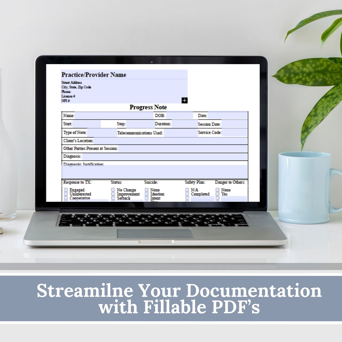 Progress Note, specifically designed for Telemental Health. Progress note therapist tool for documentation. Therapist office paperwork made easy with this fillable template. Therapist Planner, psychology, therapy notes, telehealth