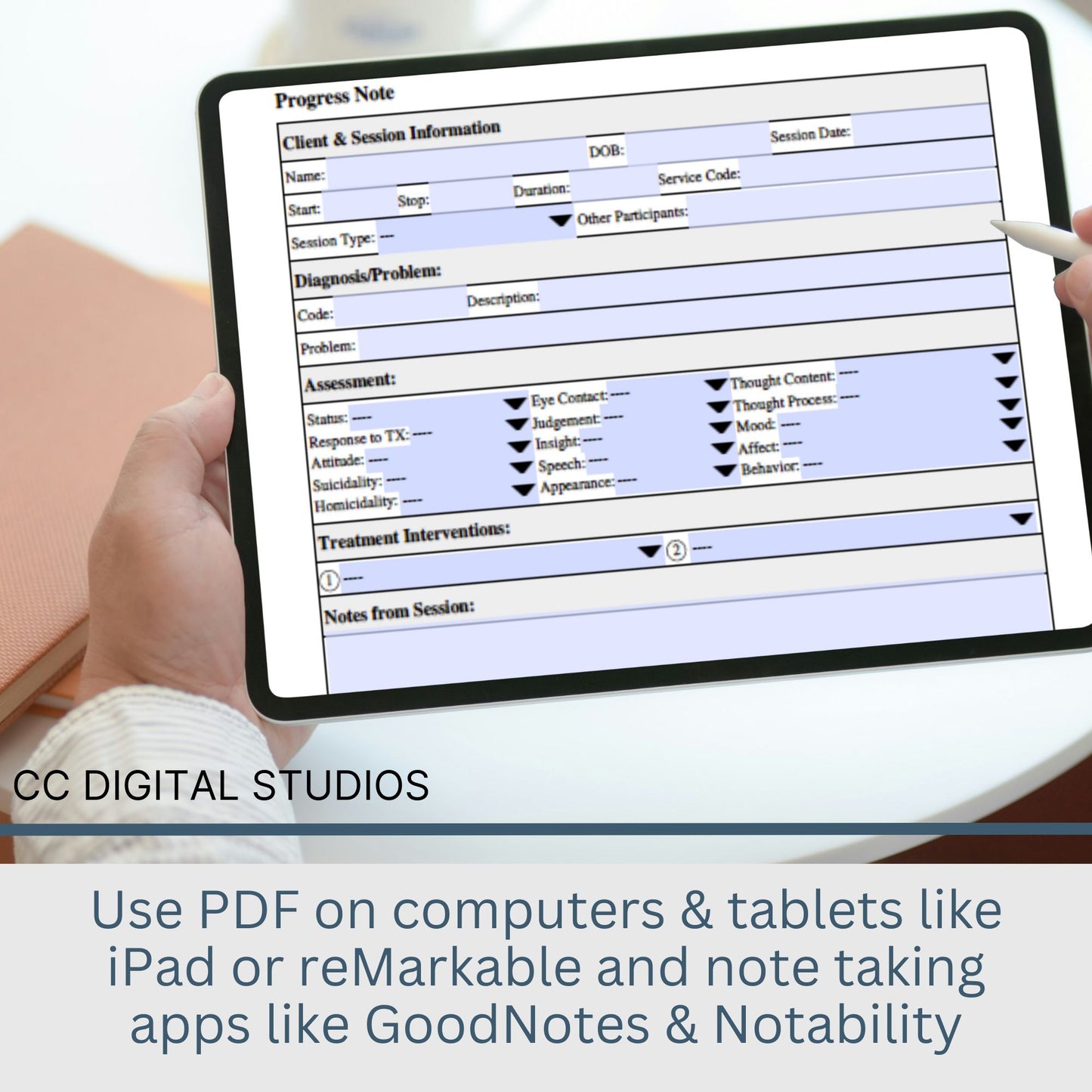 Convenient 1 page progress note template designed specially for Mental Health Counselors and Therapists. User-friendly template, crafted to streamline your therapy session notes and psychotherapy documentation.
