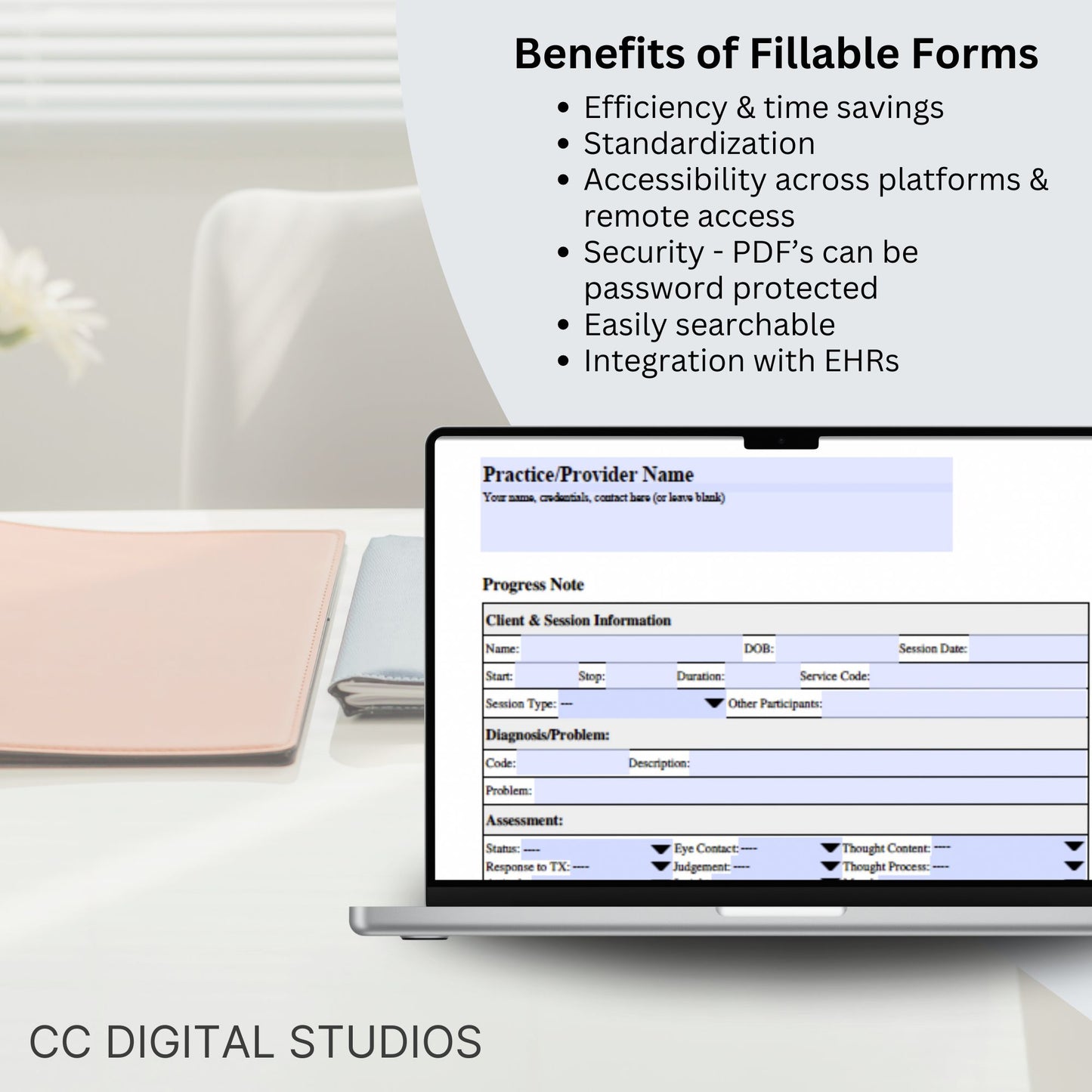 Convenient 1 page progress note template designed specially for Mental Health Counselors and Therapists. User-friendly template, crafted to streamline your therapy session notes and psychotherapy documentation.