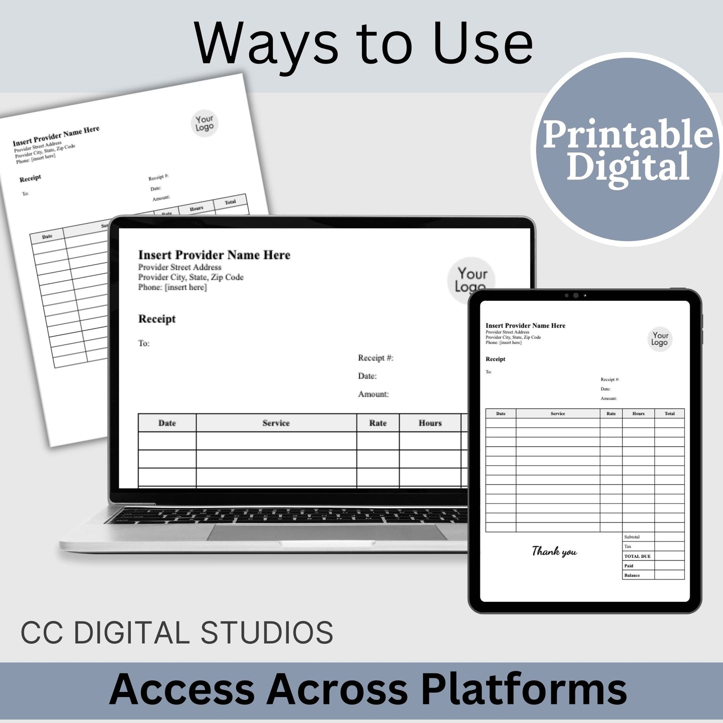 Professional therapist office receipt template designed specifically for mental health professionals. This easy-to-use template helps you provide clear and concise receipts to your clients, ensuring transparency and professionalism.
