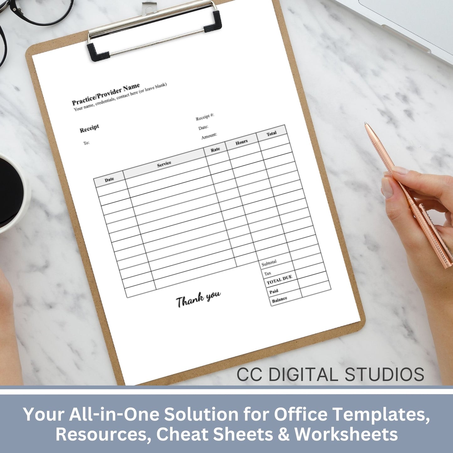 Professional therapist office receipt template designed specifically for mental health professionals. This easy-to-use template helps you provide clear and concise receipts to your clients, ensuring transparency and professionalism.