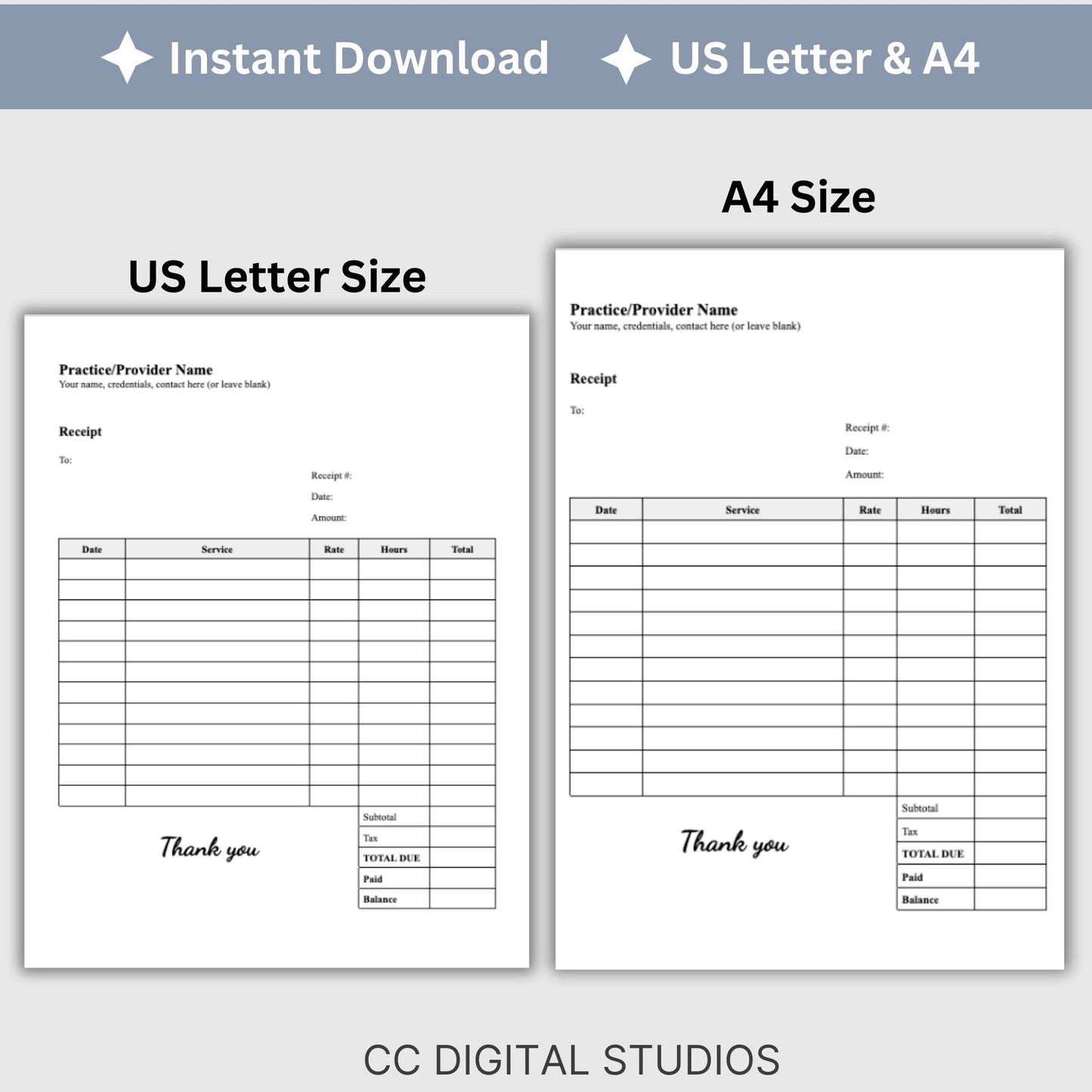 Professional therapist office receipt template designed specifically for mental health professionals. This easy-to-use template helps you provide clear and concise receipts to your clients, ensuring transparency and professionalism.