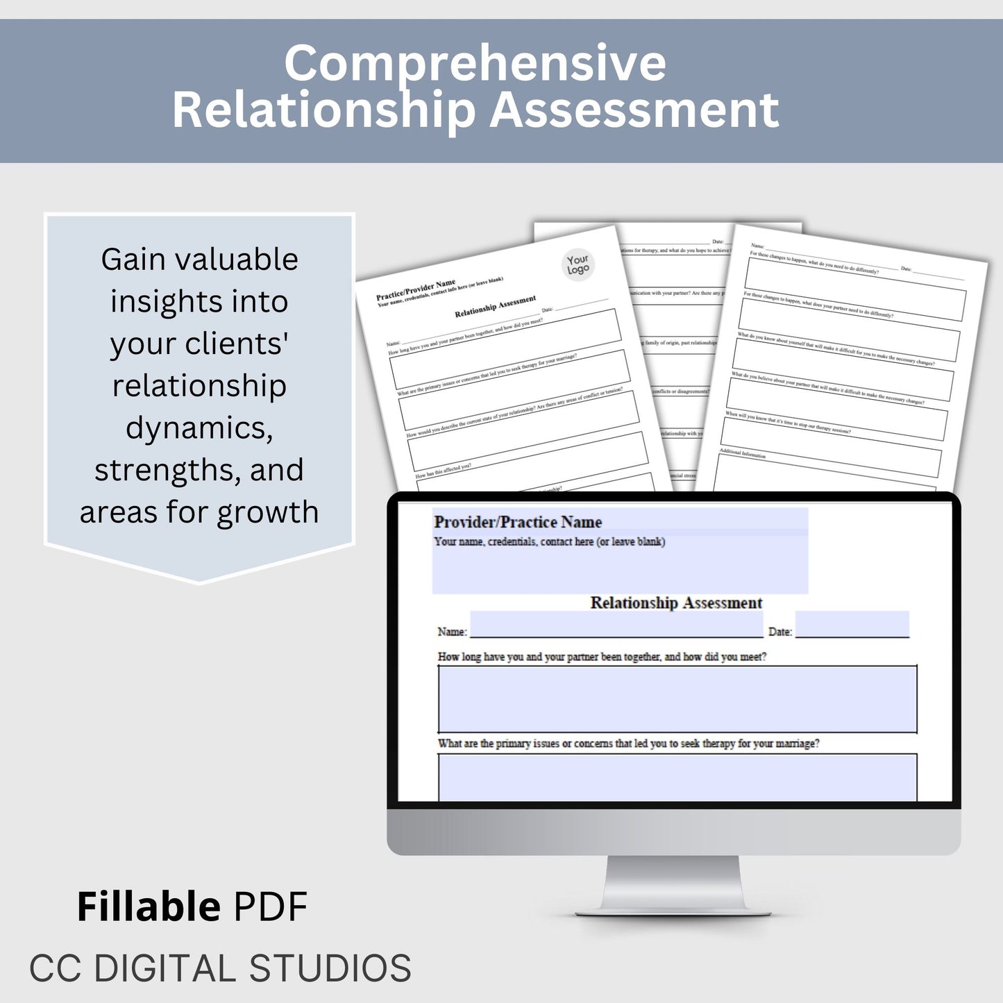 Relationship Assessment for Clinicians, Marriage Counseling Questionnaire, Mental Health Assessment, Therapist Tool, Couples Therapy