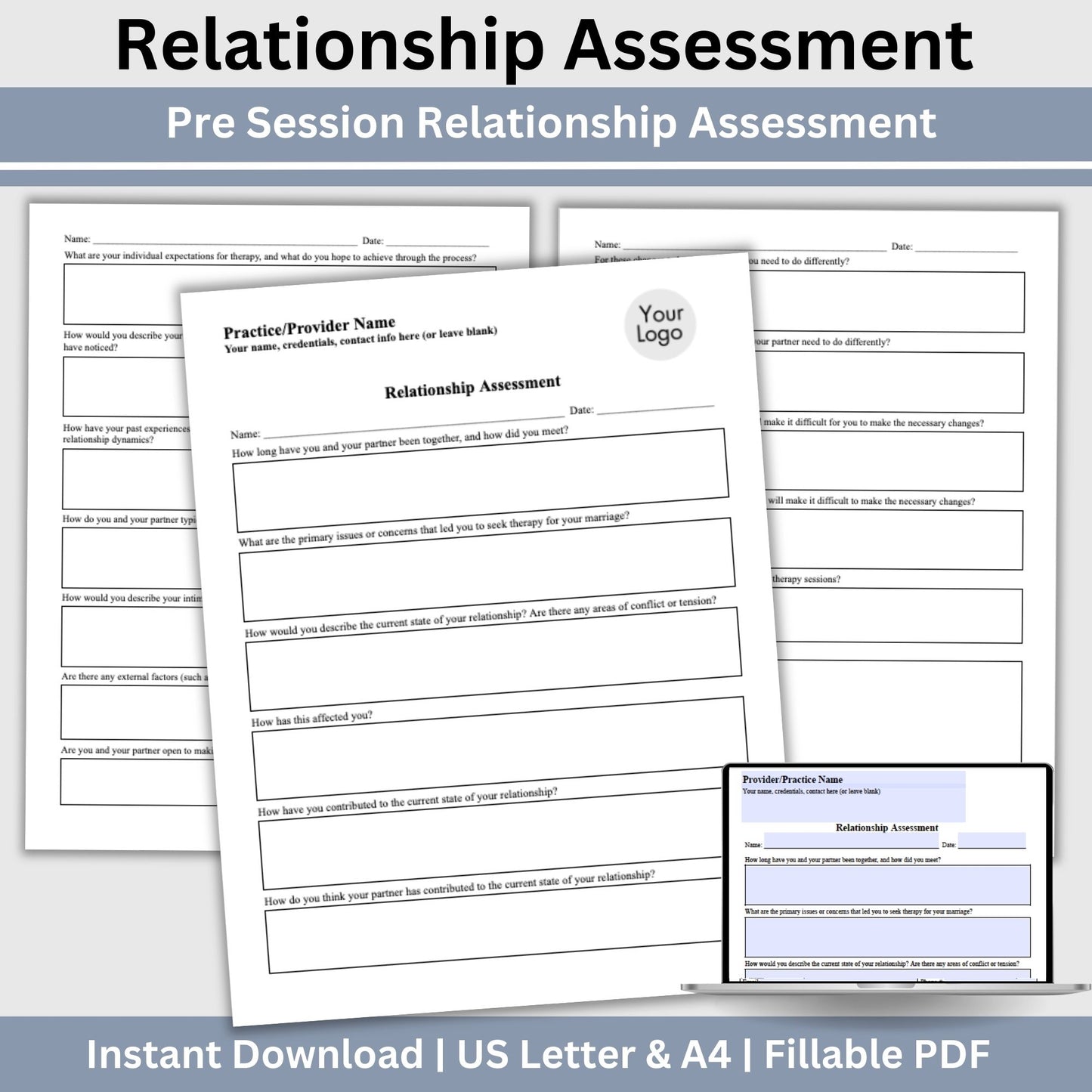 Relationship Assessment for Clinicians, Marriage Counseling Questionnaire, Mental Health Assessment, Therapist Tool, Couples Therapy
