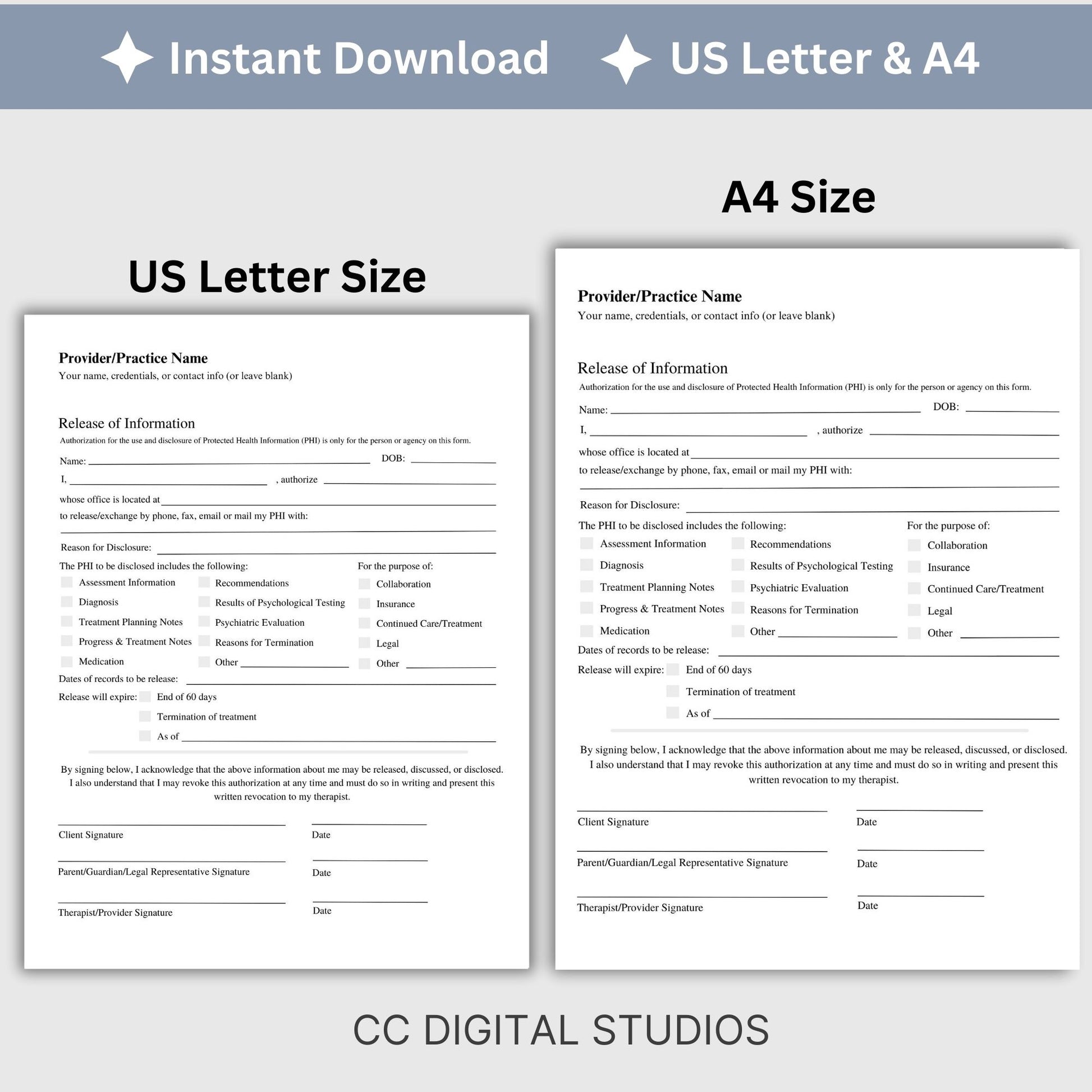 Release of Information (ROI) Form, designed specifically for mental health professionals. This essential template enhances client trust, and simplifies communication with other providers. Our form helps you maintain accurate records and adhere to confidentiality standards. Ideal for therapists, counselors, and social workers, this ROI form supports efficient information sharing. Optimize your workflow with this user-friendly solution.