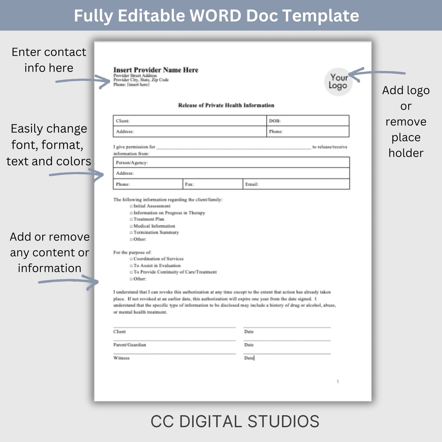 Release of Information for Mental Health Office