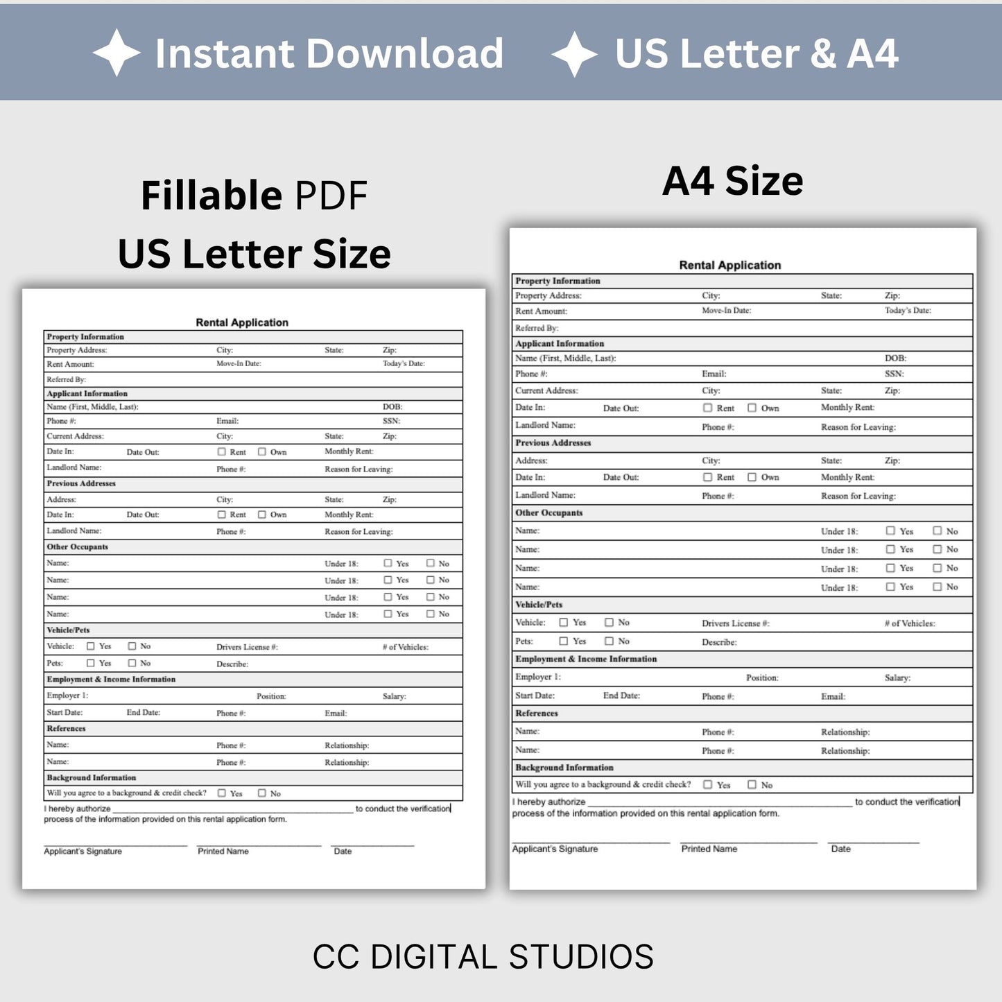 Rent Application Landlord Agreement - Fillable PDF
