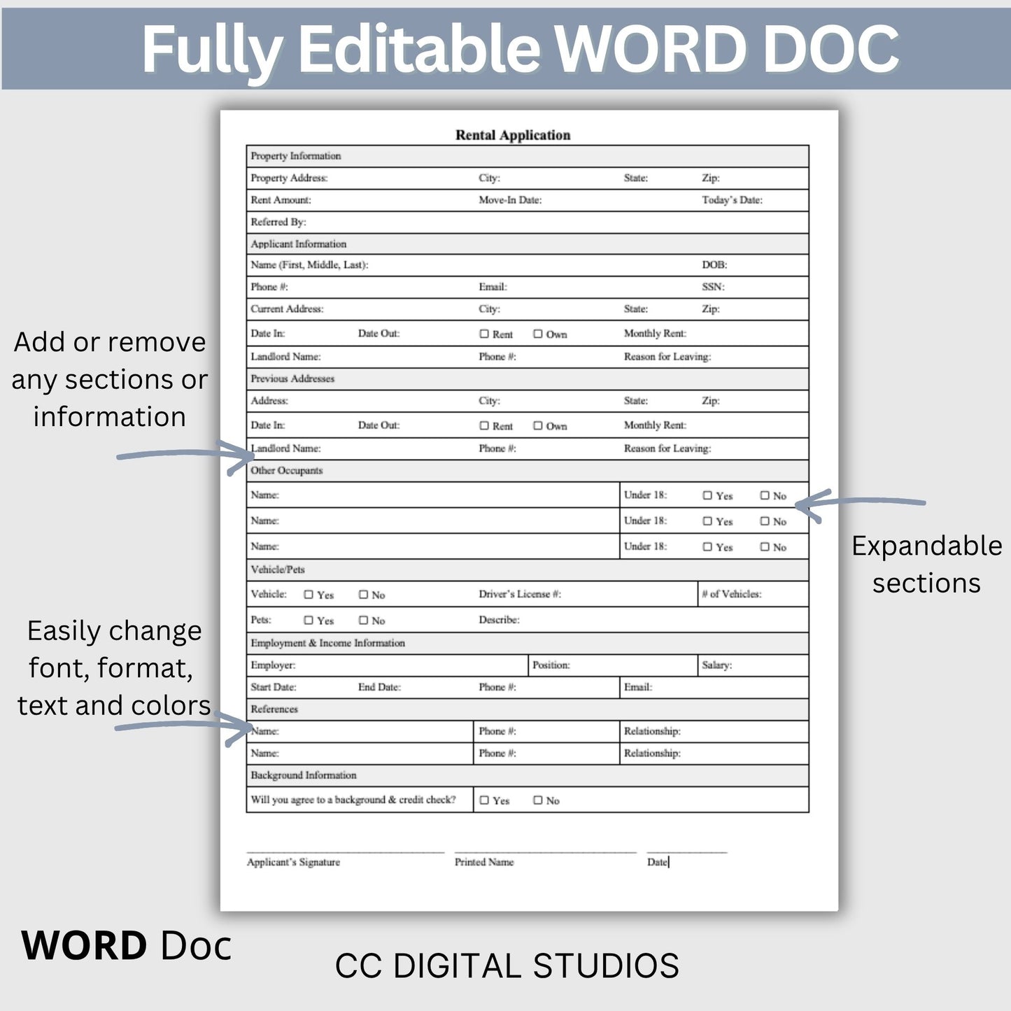 Rental Agreement Application - WORD Doc