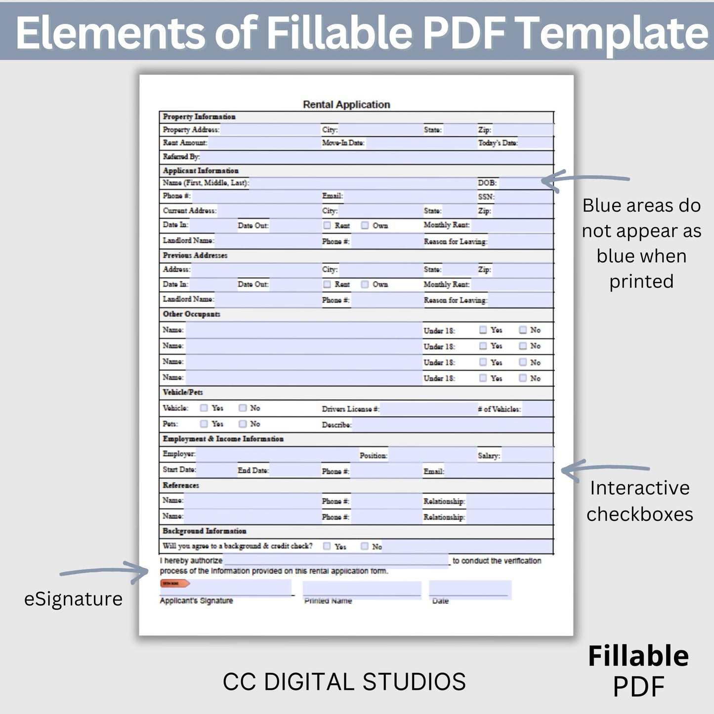 Rent Application Landlord Agreement - Fillable PDF