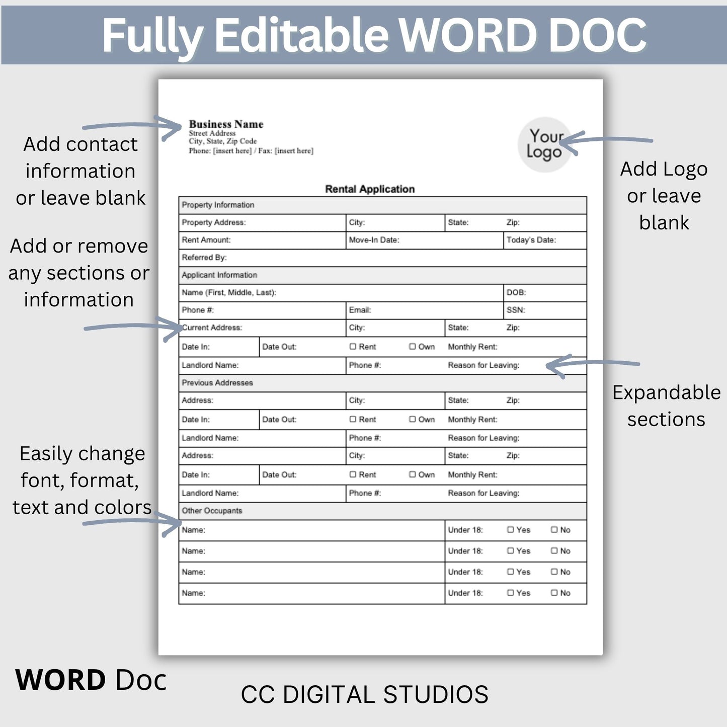 Tenant Lease Agreement - WORD Doc